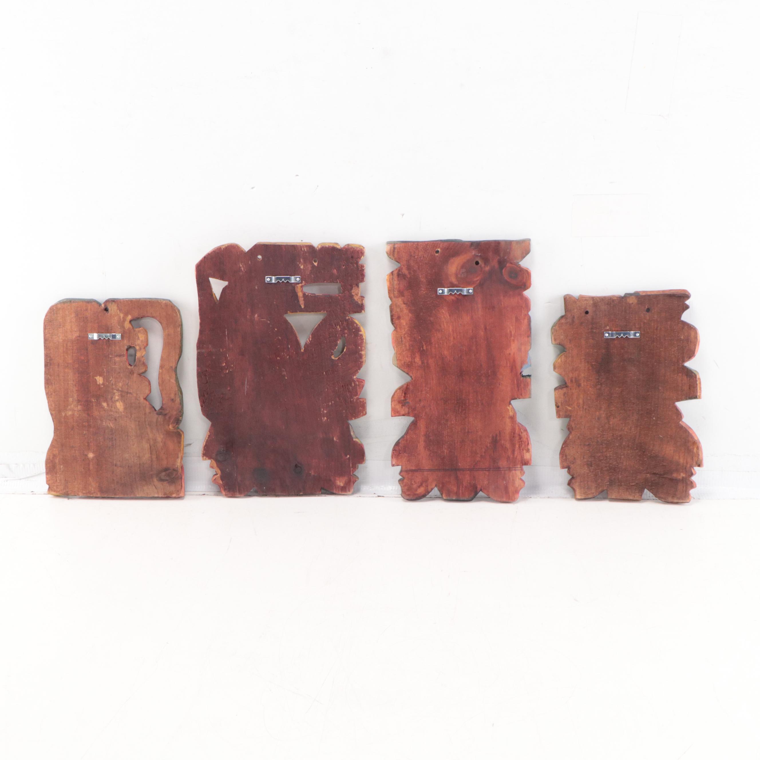 Mayan Style Carved Wood Sculptural Wall Hangings