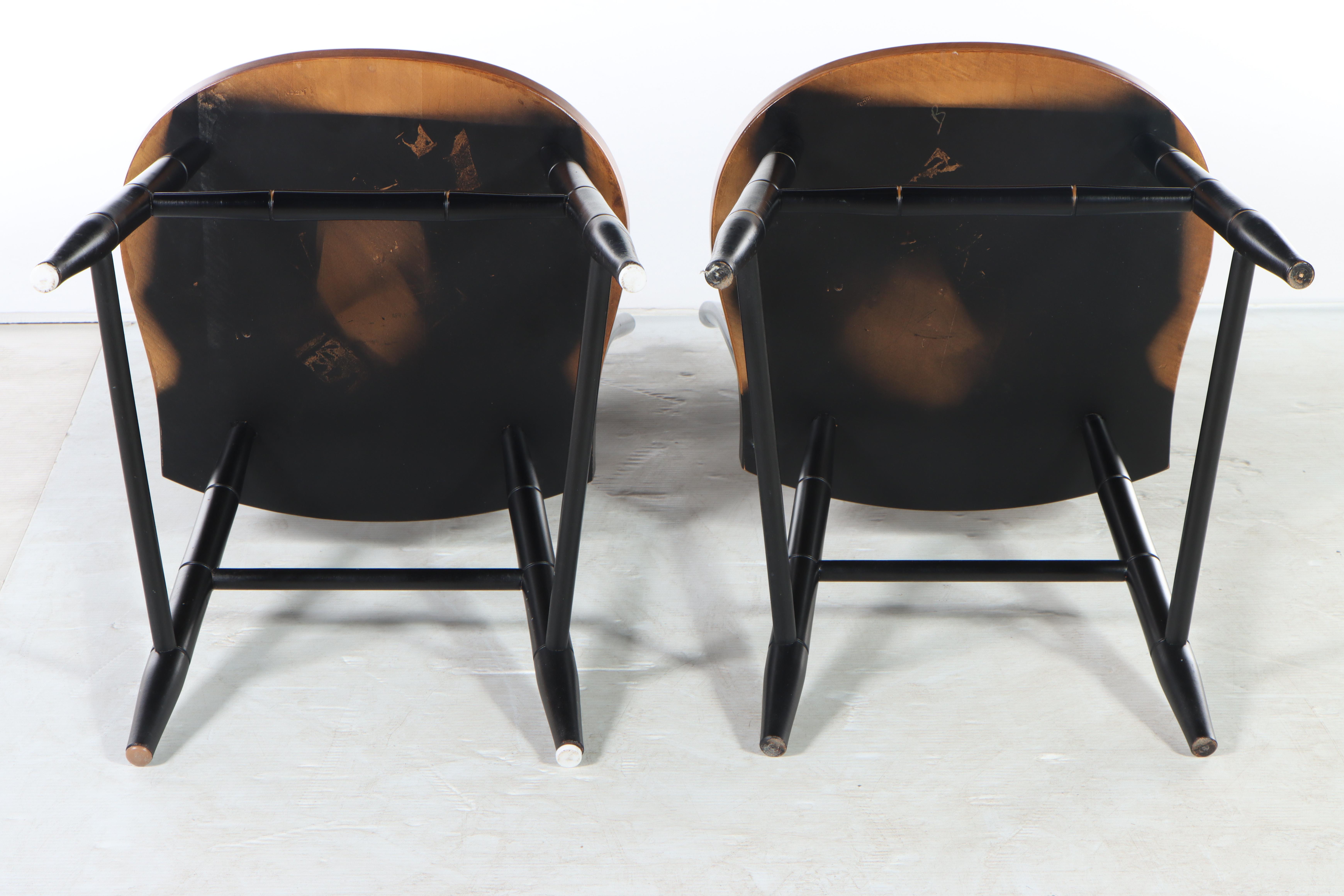Pair of L. Hitchcock "Fancy" Side Chairs Plus Cherrywood Side Table