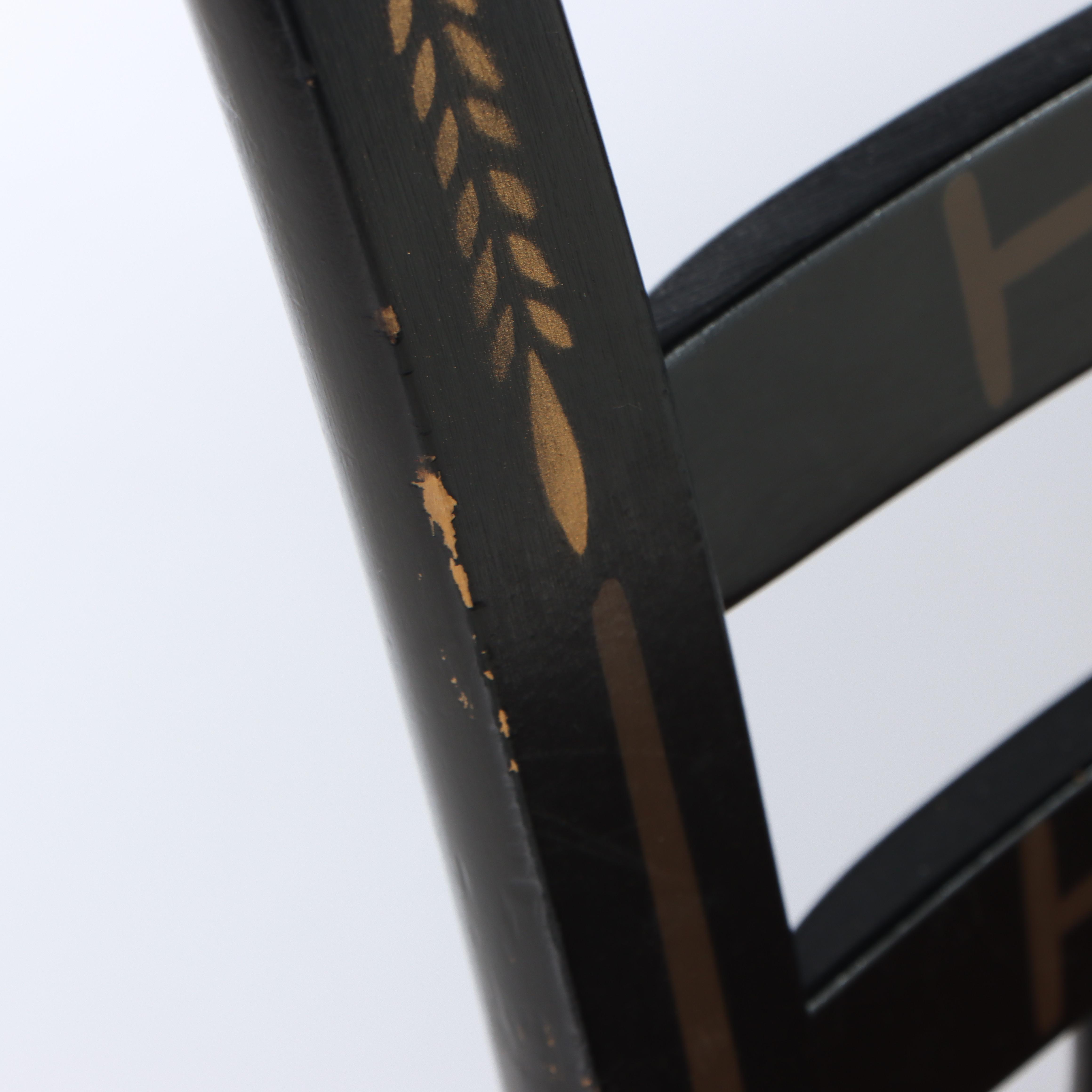 Pair of L. Hitchcock "Fancy" Side Chairs Plus Cherrywood Side Table