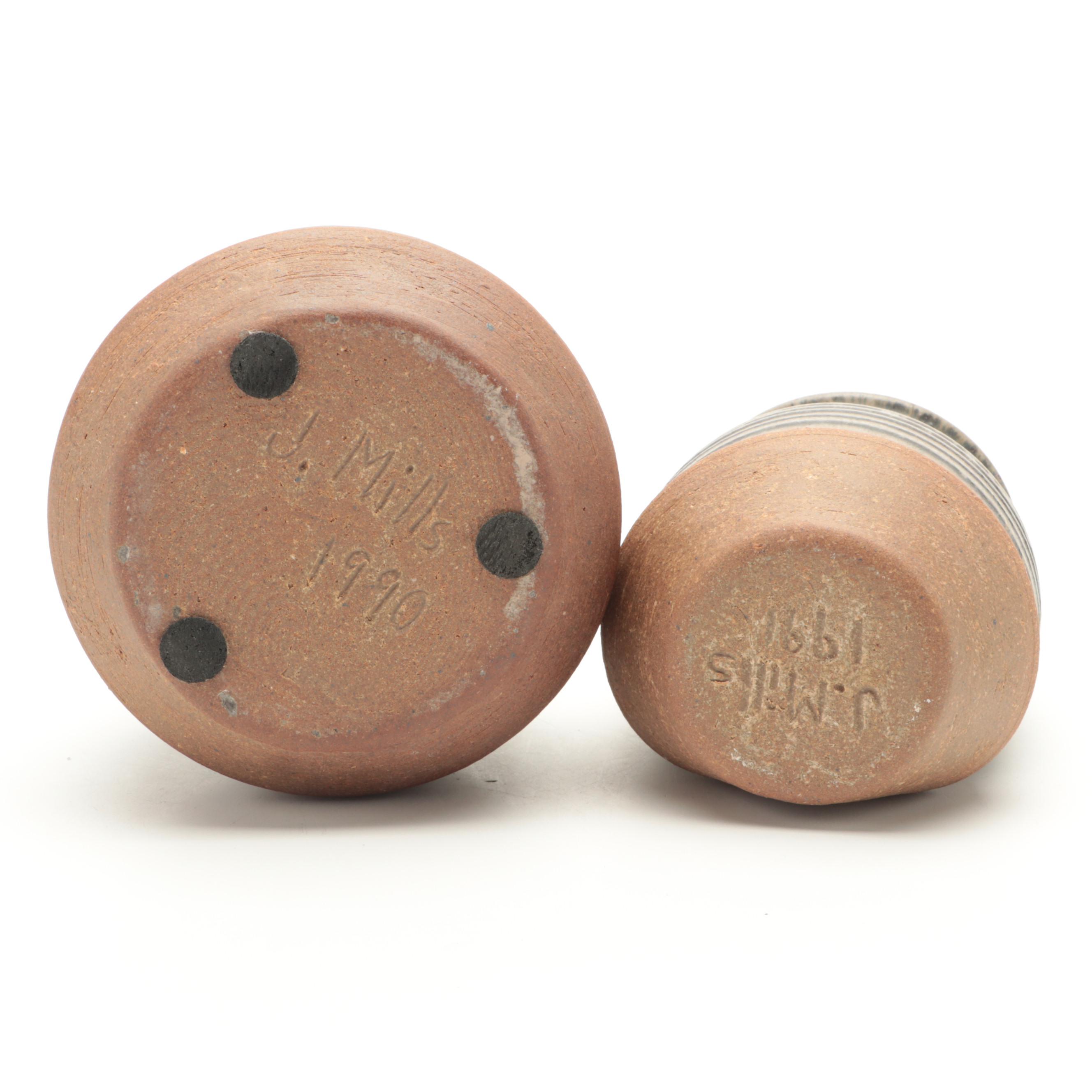 John Mills Art Pottery Jars and Wall Pocket, Late 20th Century