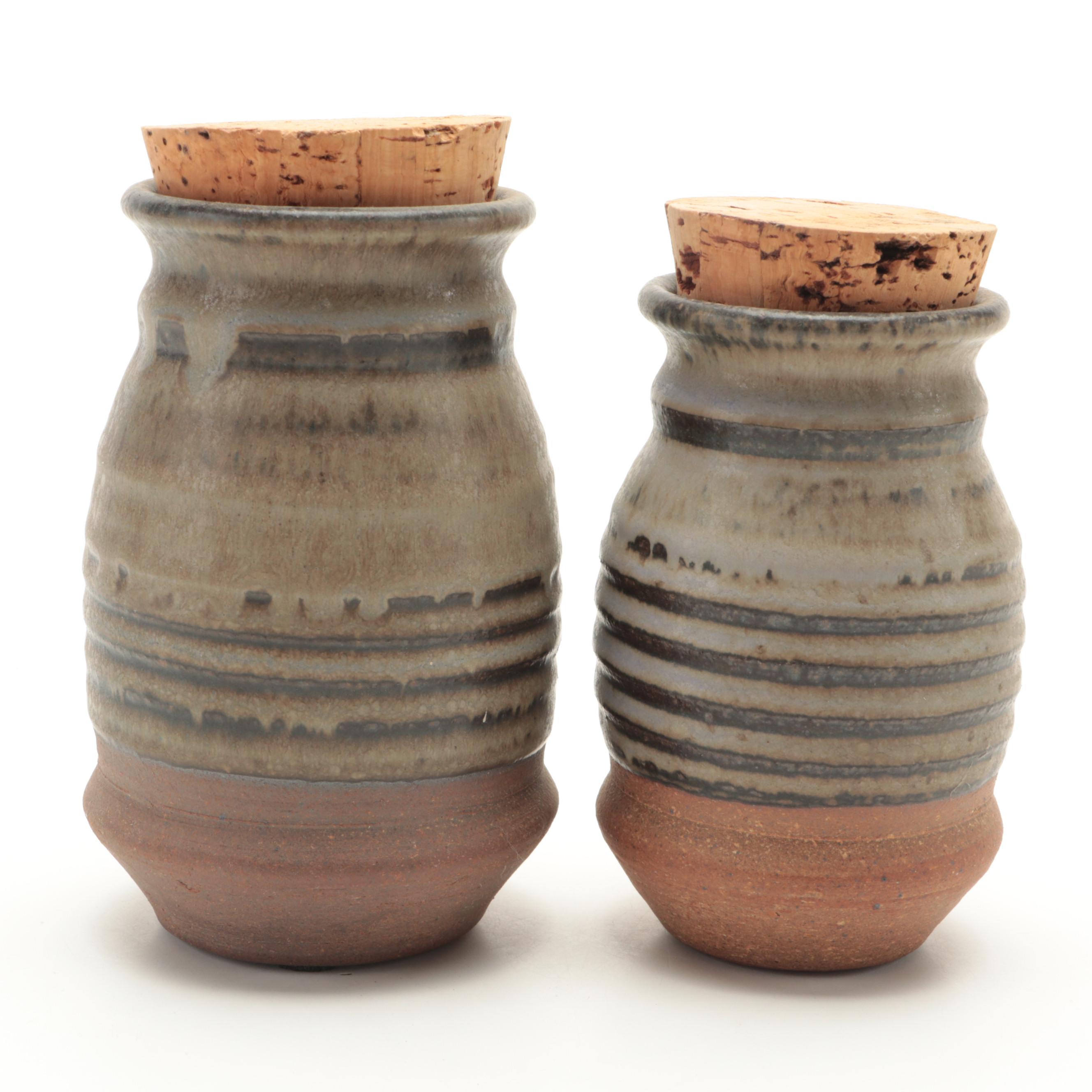 John Mills Art Pottery Jars and Wall Pocket, Late 20th Century