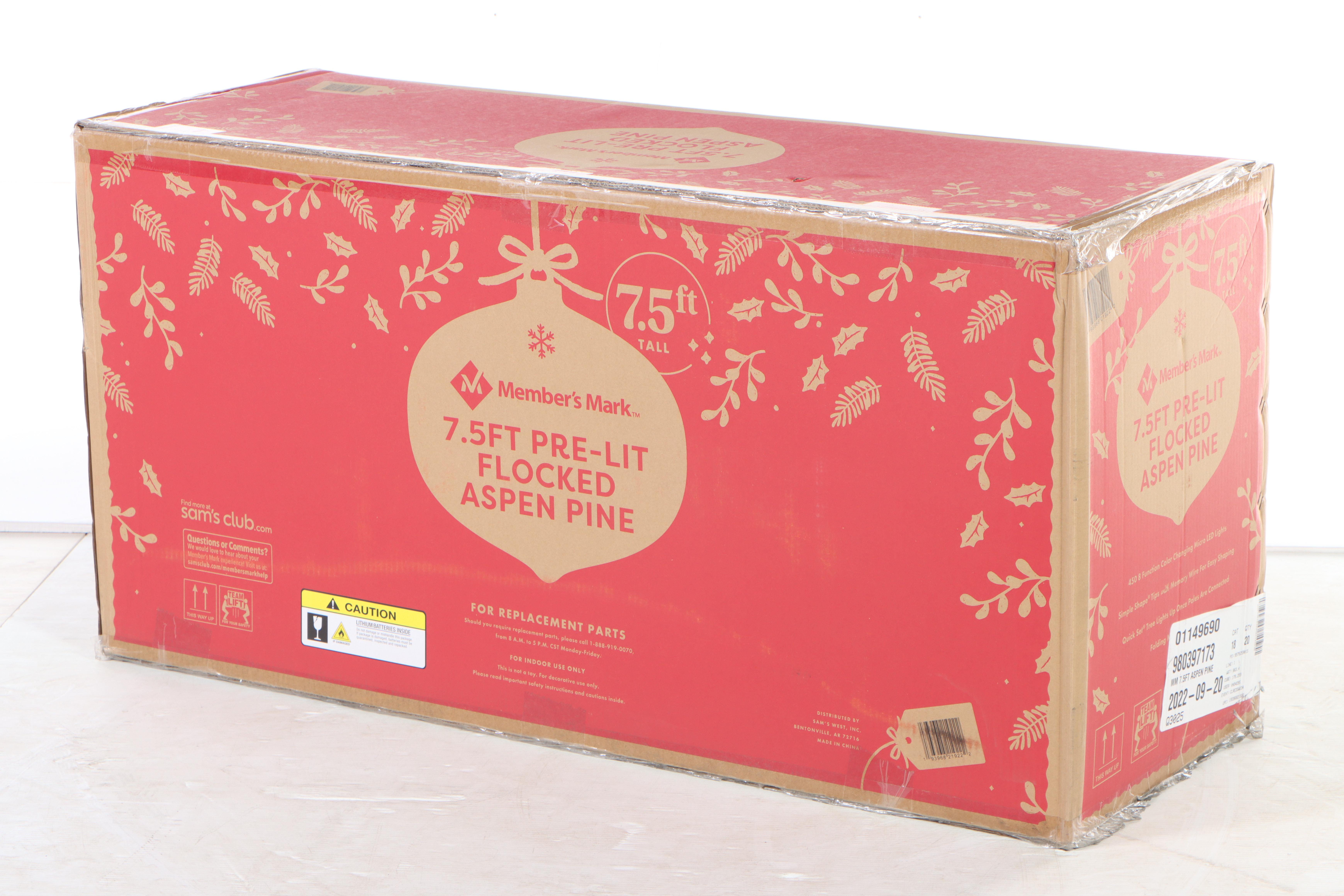 Member's Mark 7'6 Pre-Lit Flocked Aspen Artificial Christmas Tree