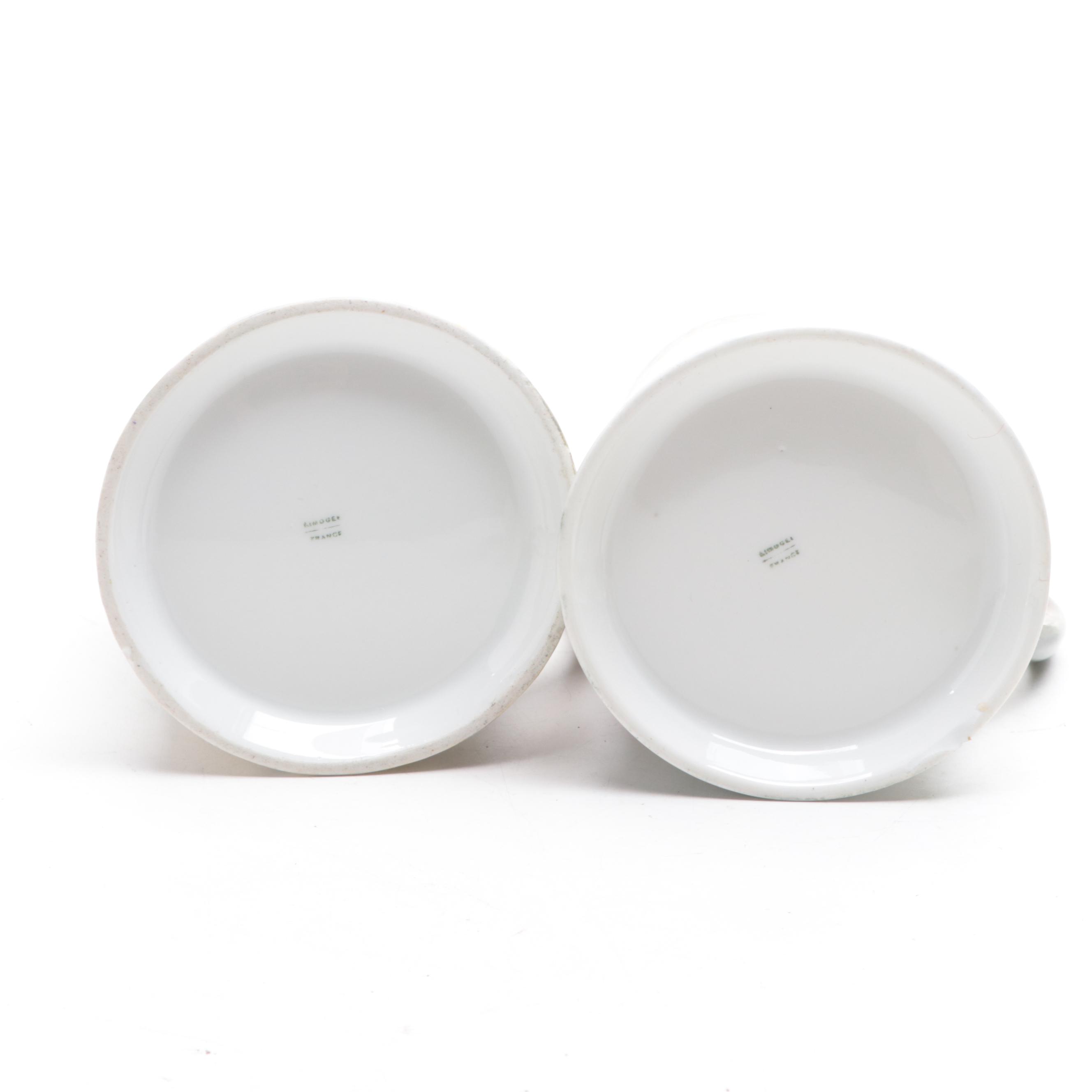 Limoges Porcelain Hand-Painted Porcelain Tankards and Bowls