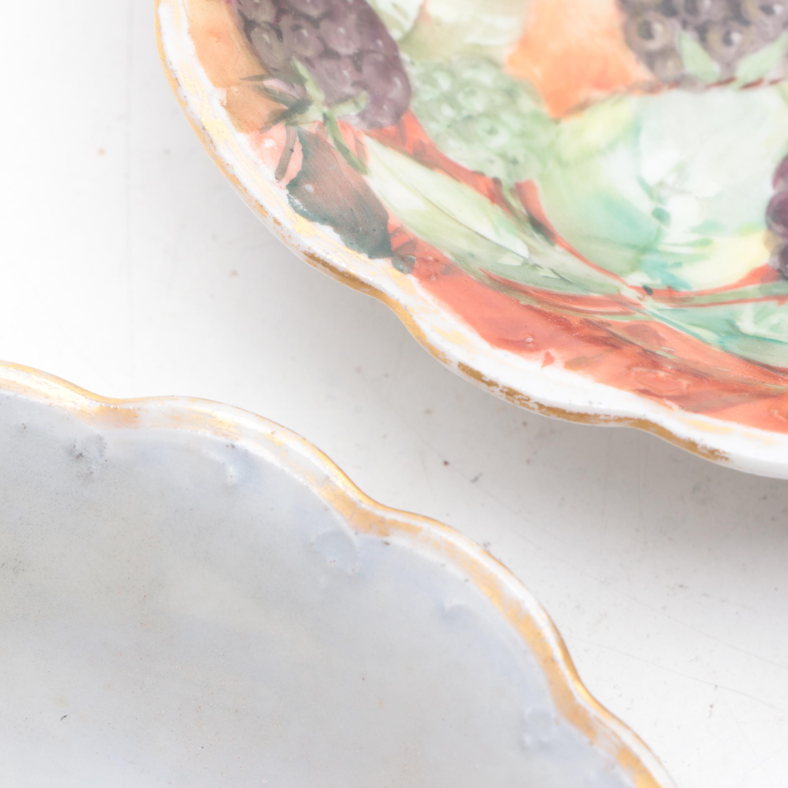 Limoges Porcelain Hand-Painted Porcelain Tankards and Bowls