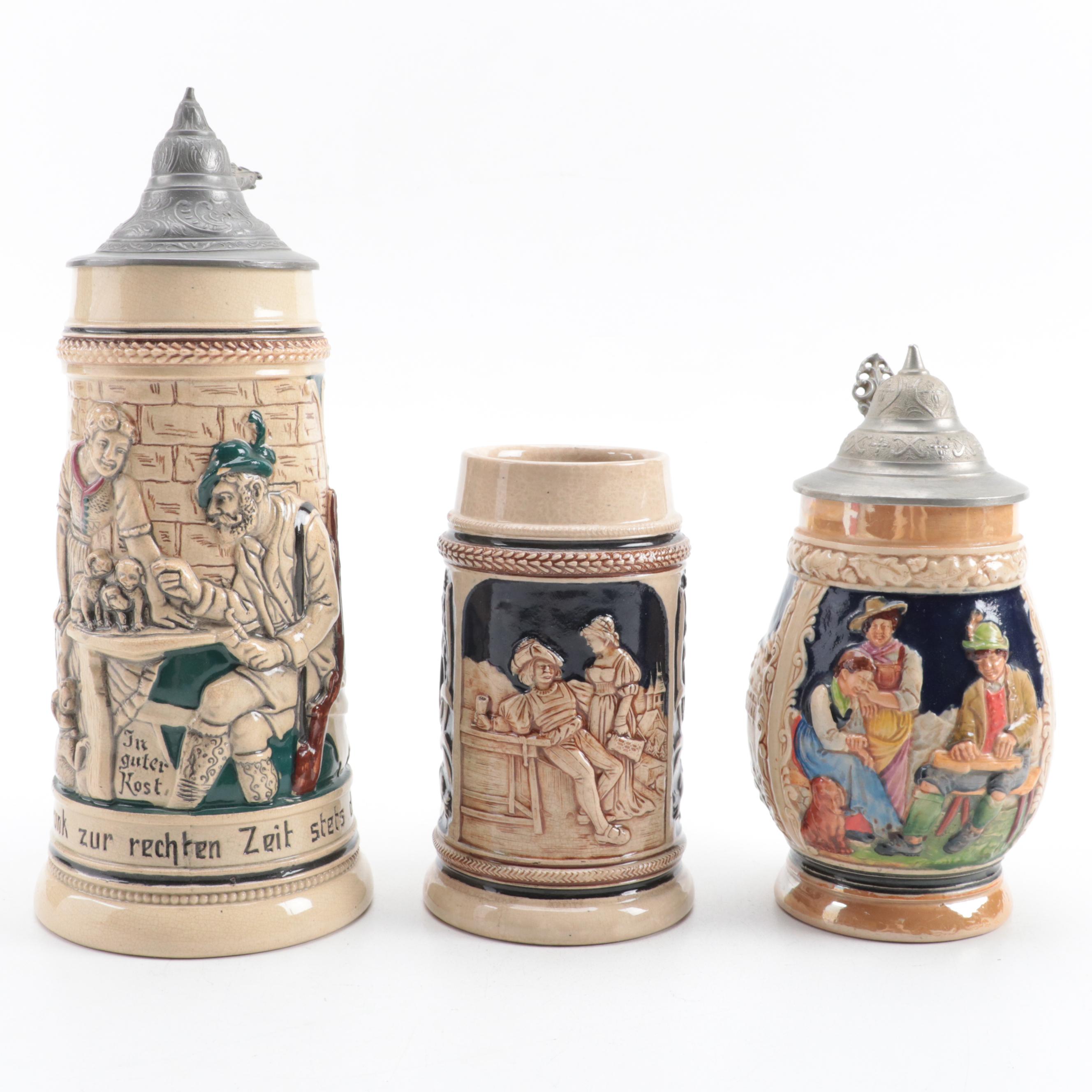 Werner Corzelius and Other German Glazed Earthenware Steins