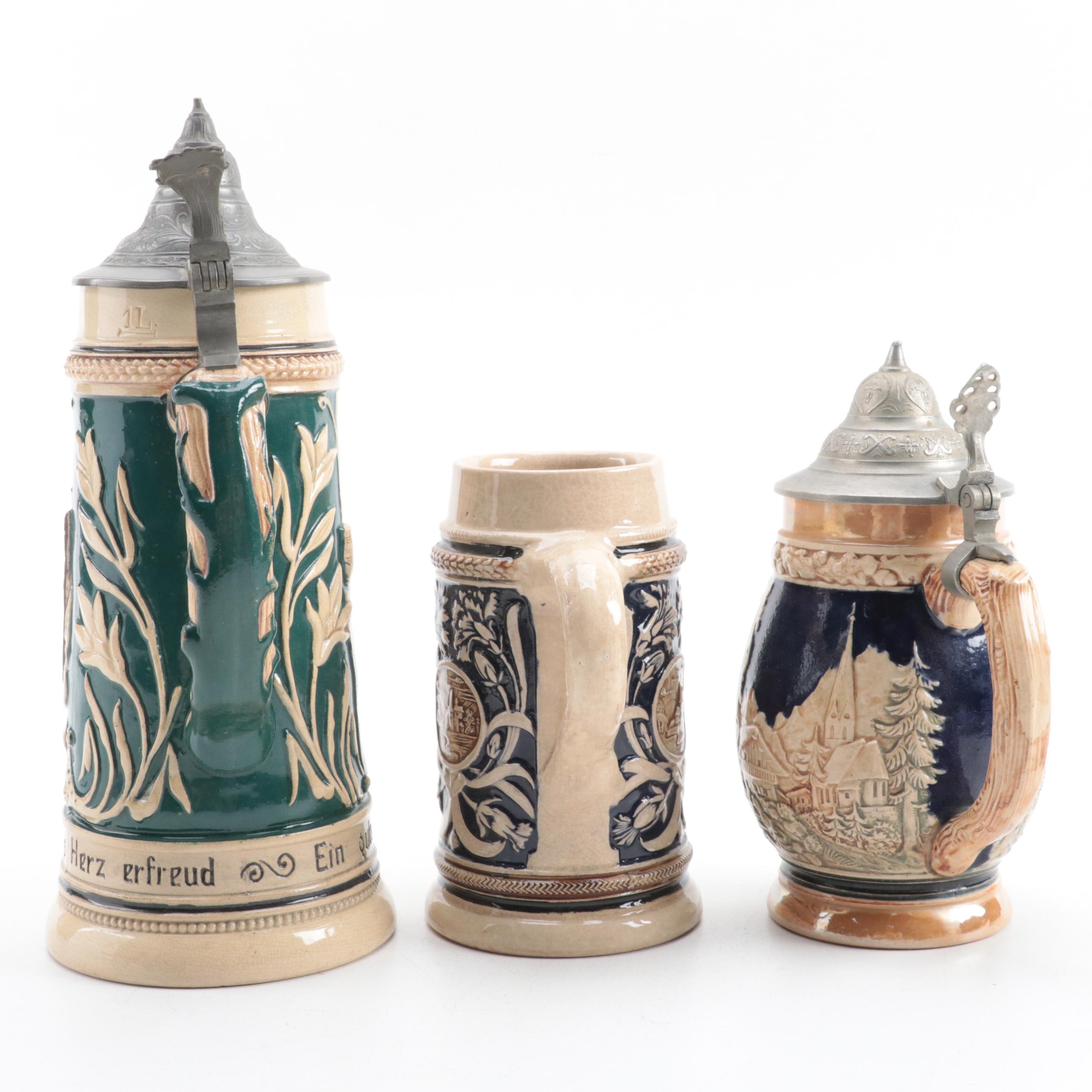 Werner Corzelius and Other German Glazed Earthenware Steins