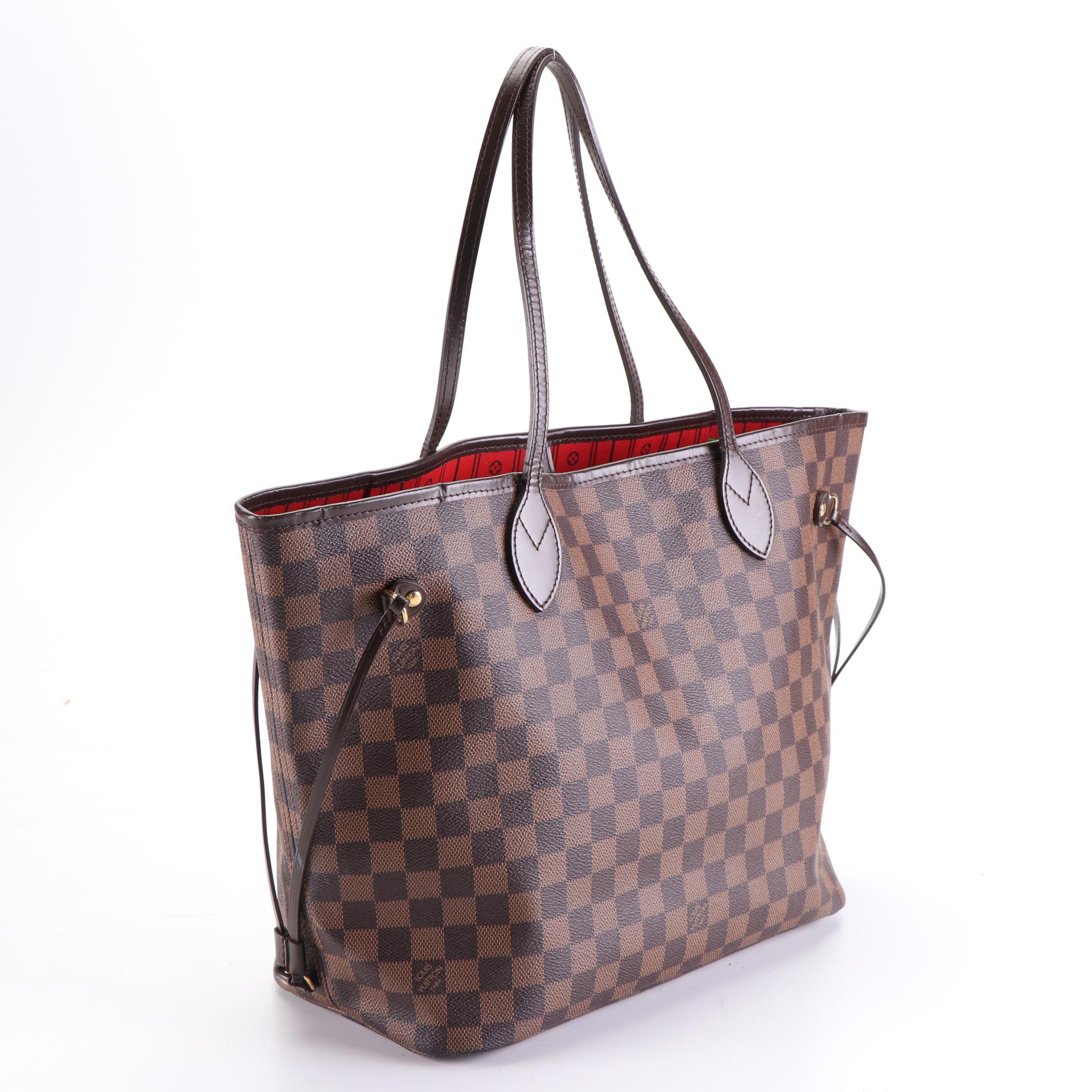 Louis Vuitton Neverfull MM Tote in Damier Ebene Canvas and Leather