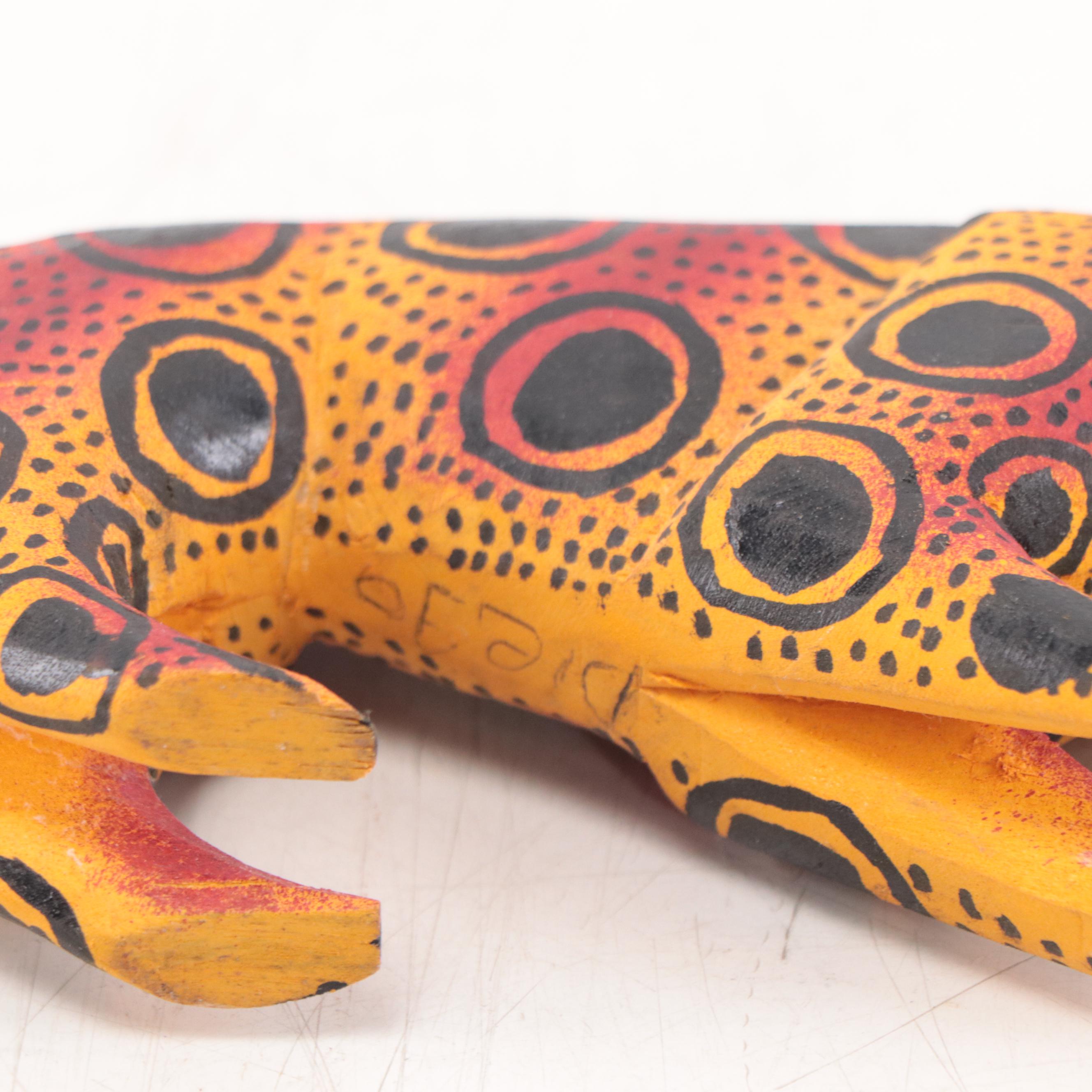 Mexican Folk Art Hand-Painted Wood Alebrijes of Wild Cats