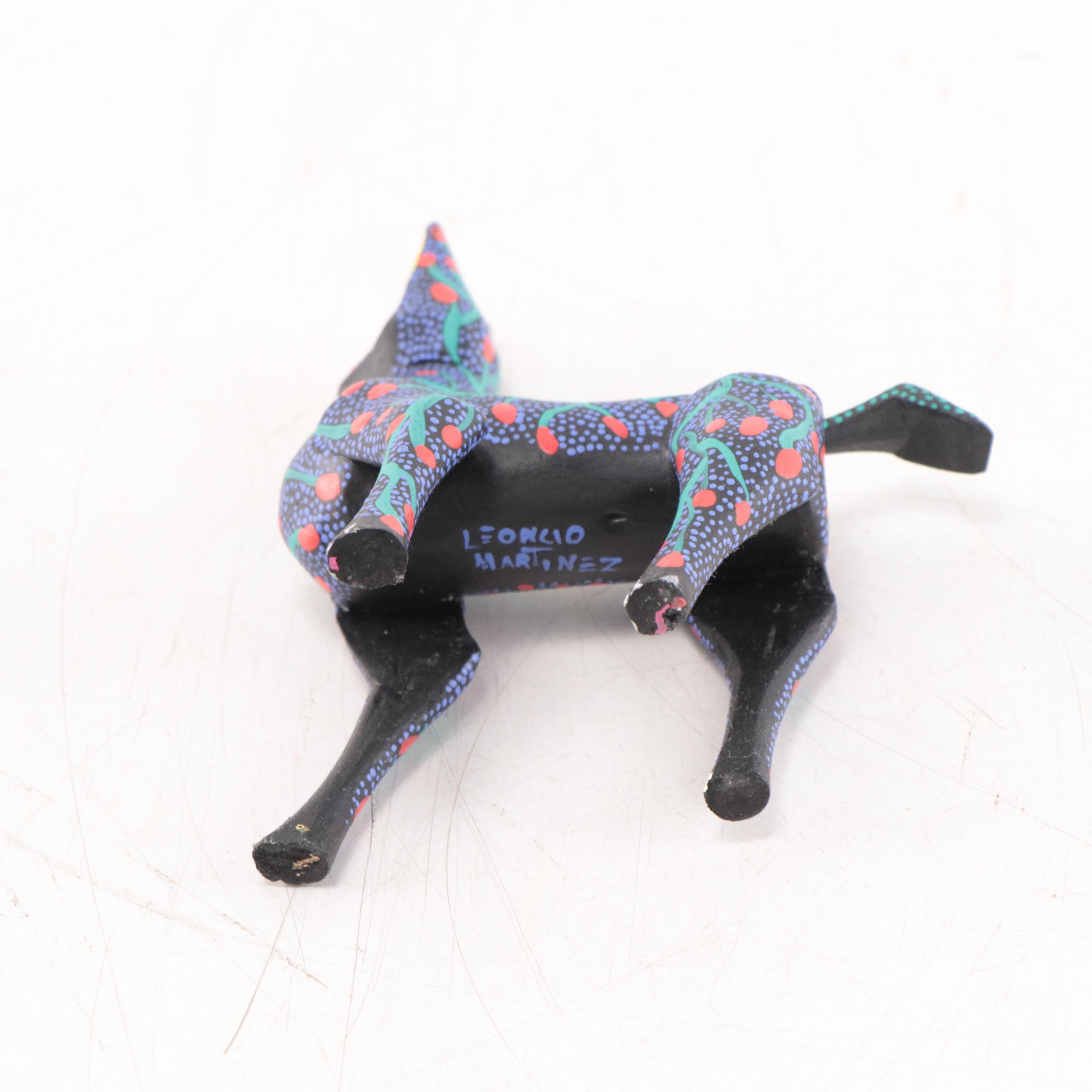 Mexican Folk Art Hand-Painted Wood Alebrijes of Wild Cats