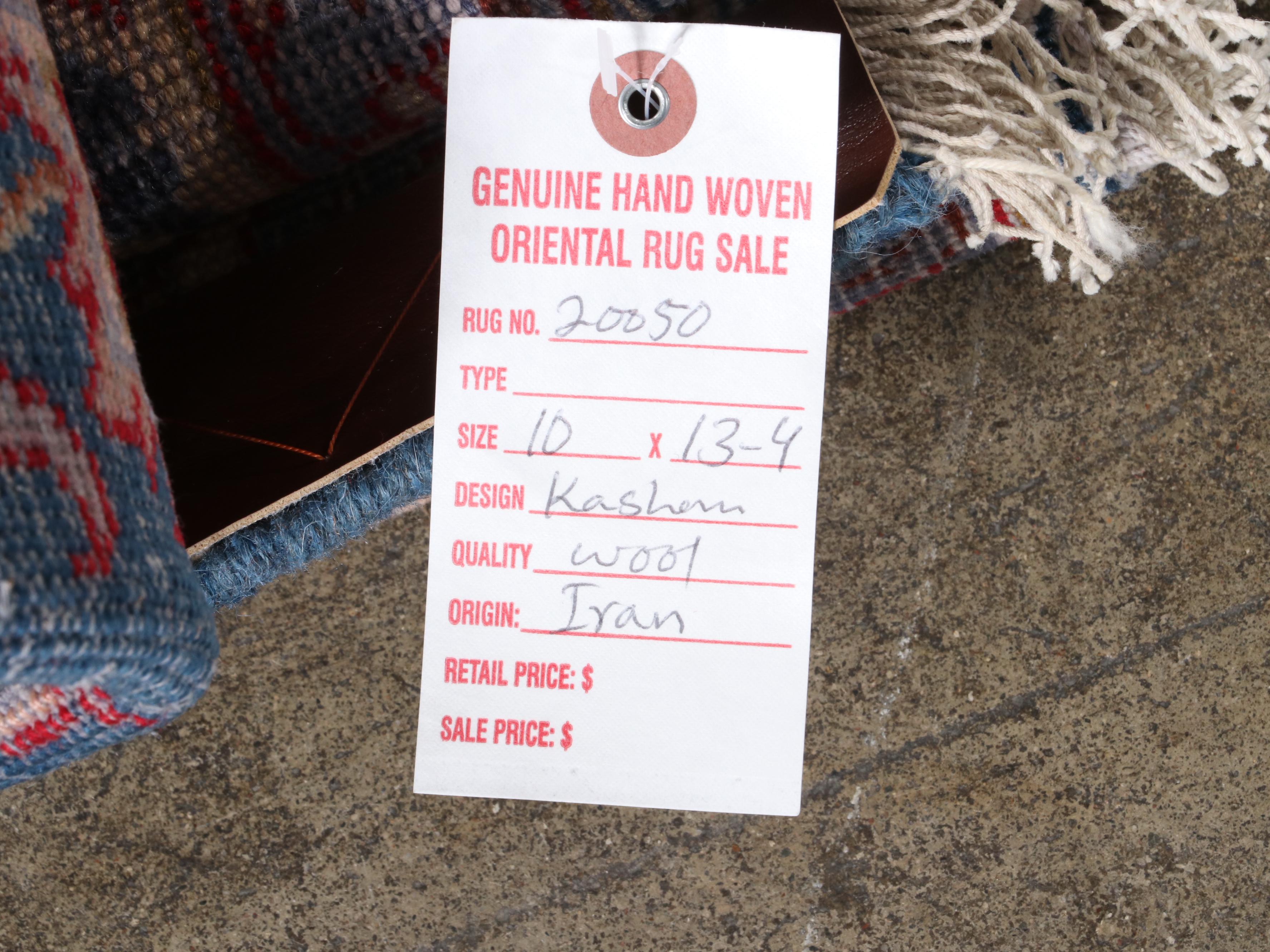 10'2 x 13'11 Hand-Knotted Persian Kashan Room Sized Rug