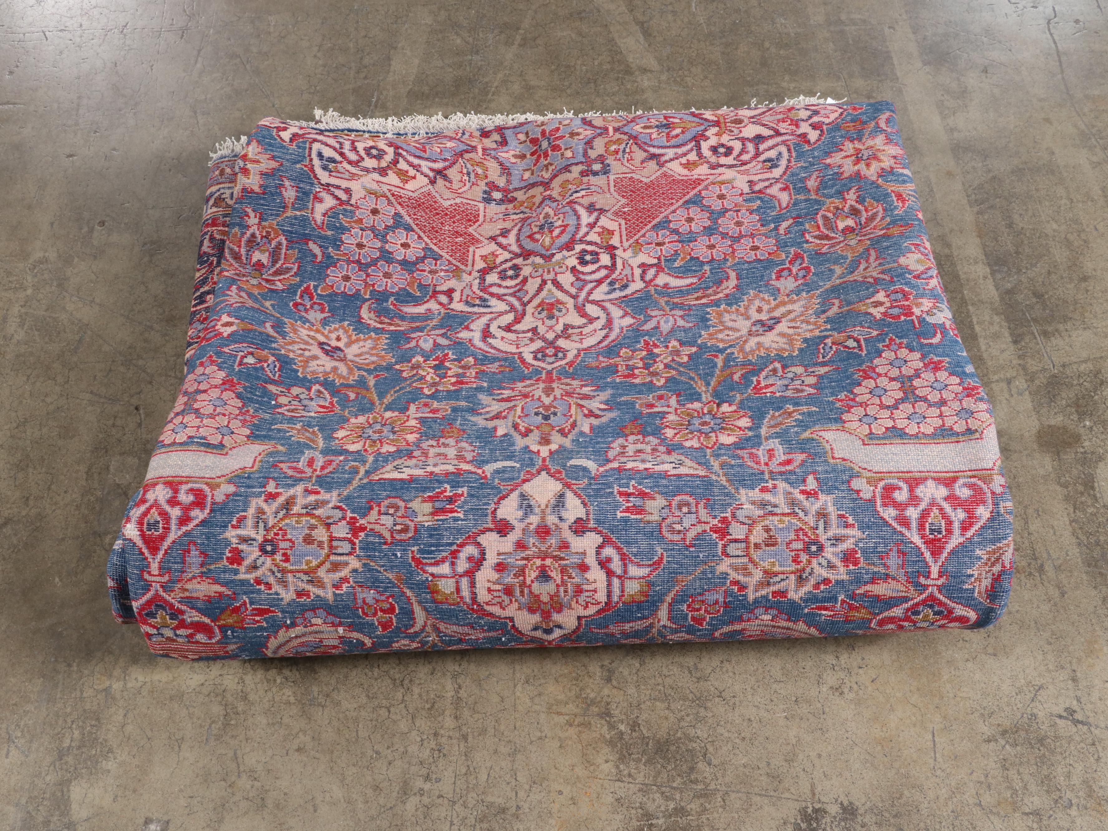 10'2 x 13'11 Hand-Knotted Persian Kashan Room Sized Rug