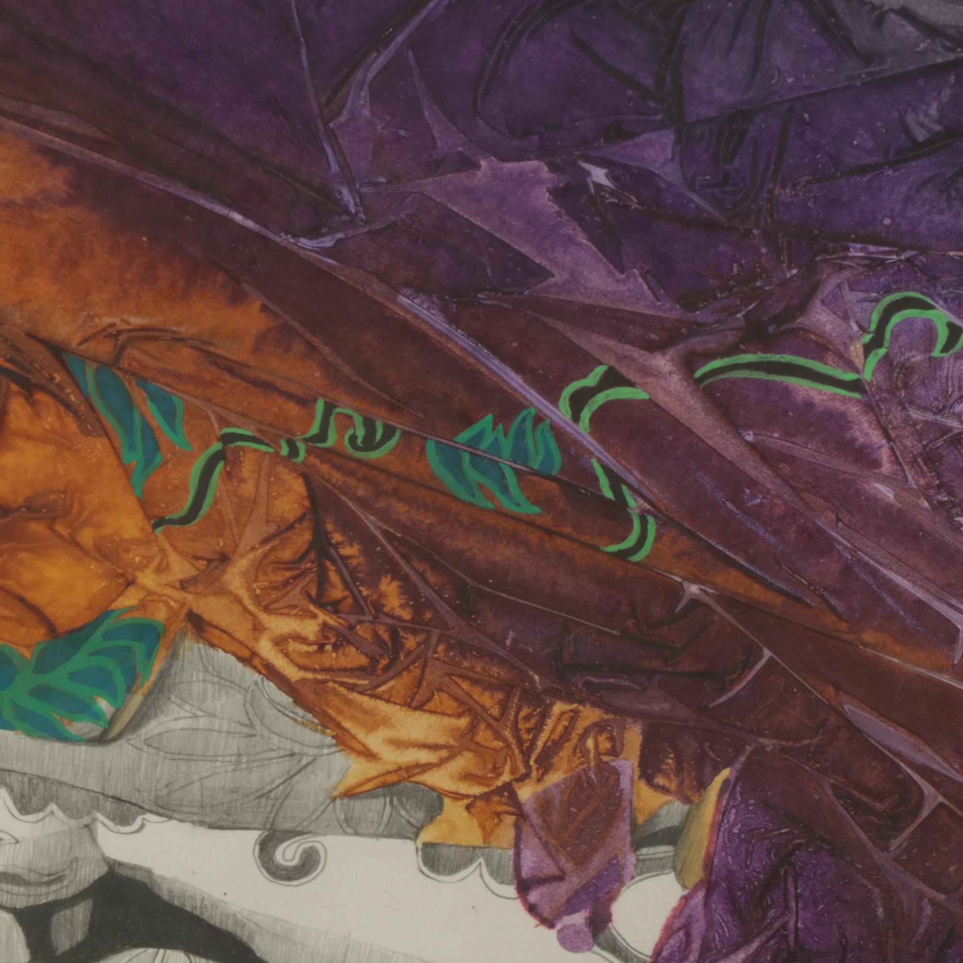 Dianne Almendinger Mixed Media Painting "Silk Scarf," 1989