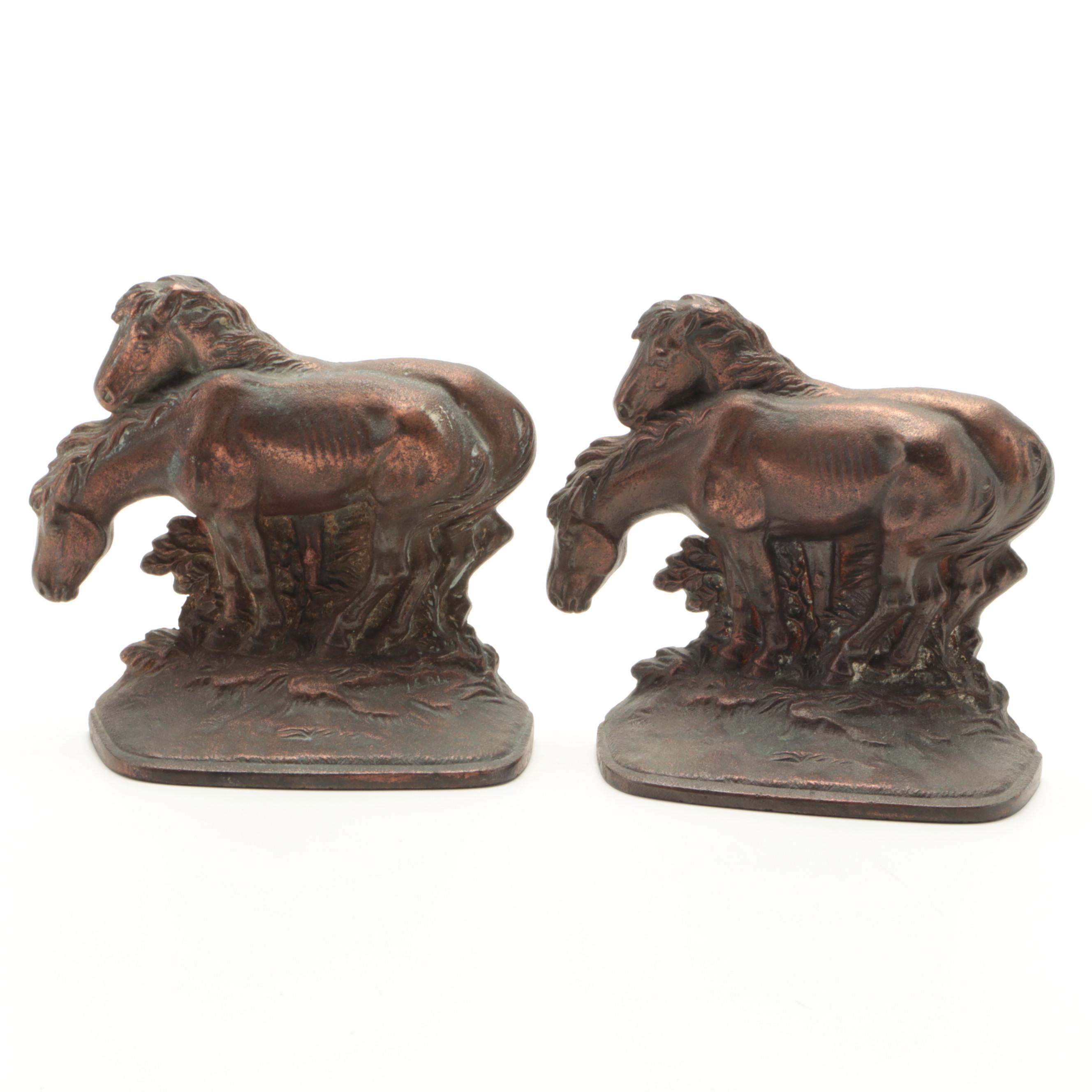 Hubley "Ponies In A Storm" and Other Cast Iron Bookends, Early 20th Century