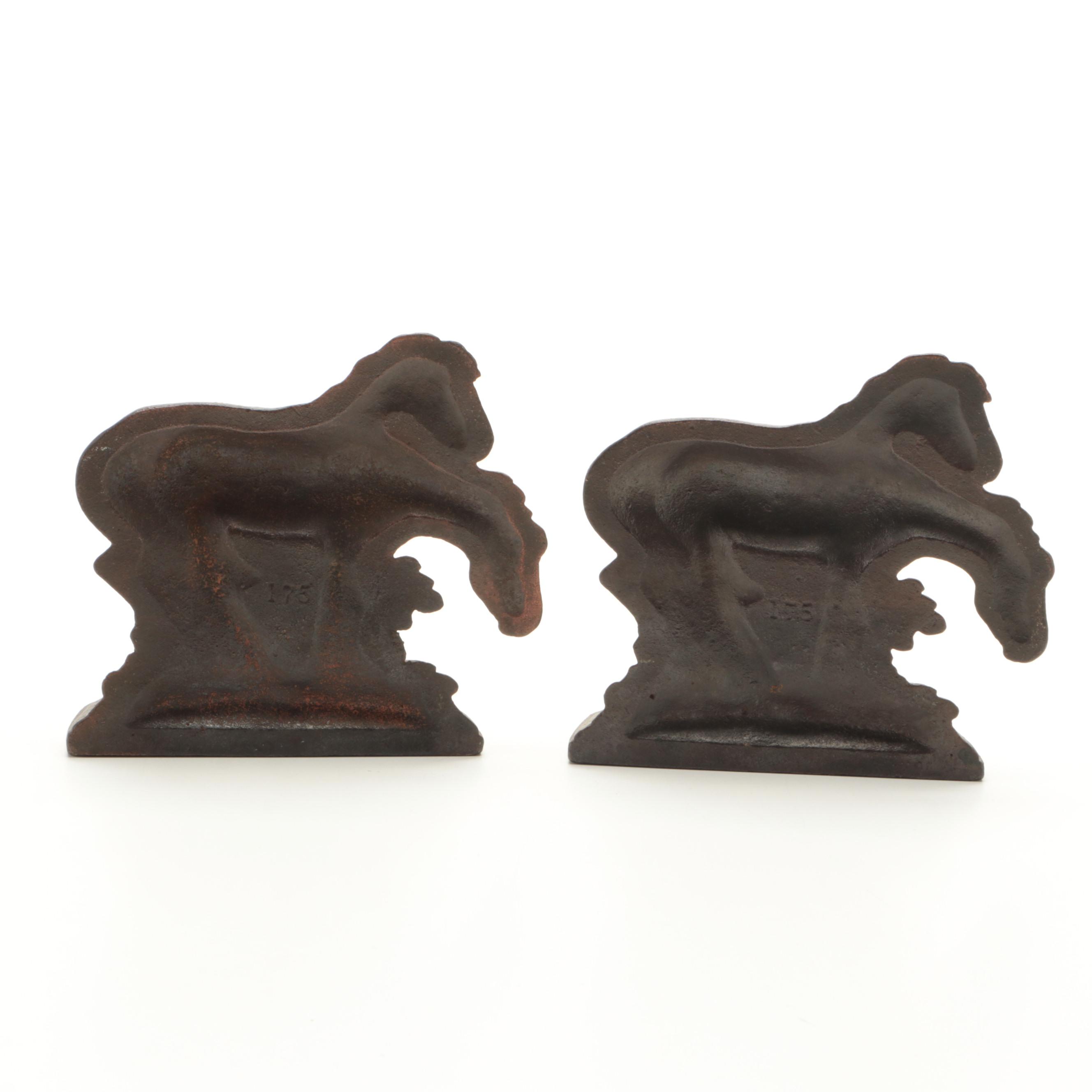 Hubley "Ponies In A Storm" and Other Cast Iron Bookends, Early 20th Century