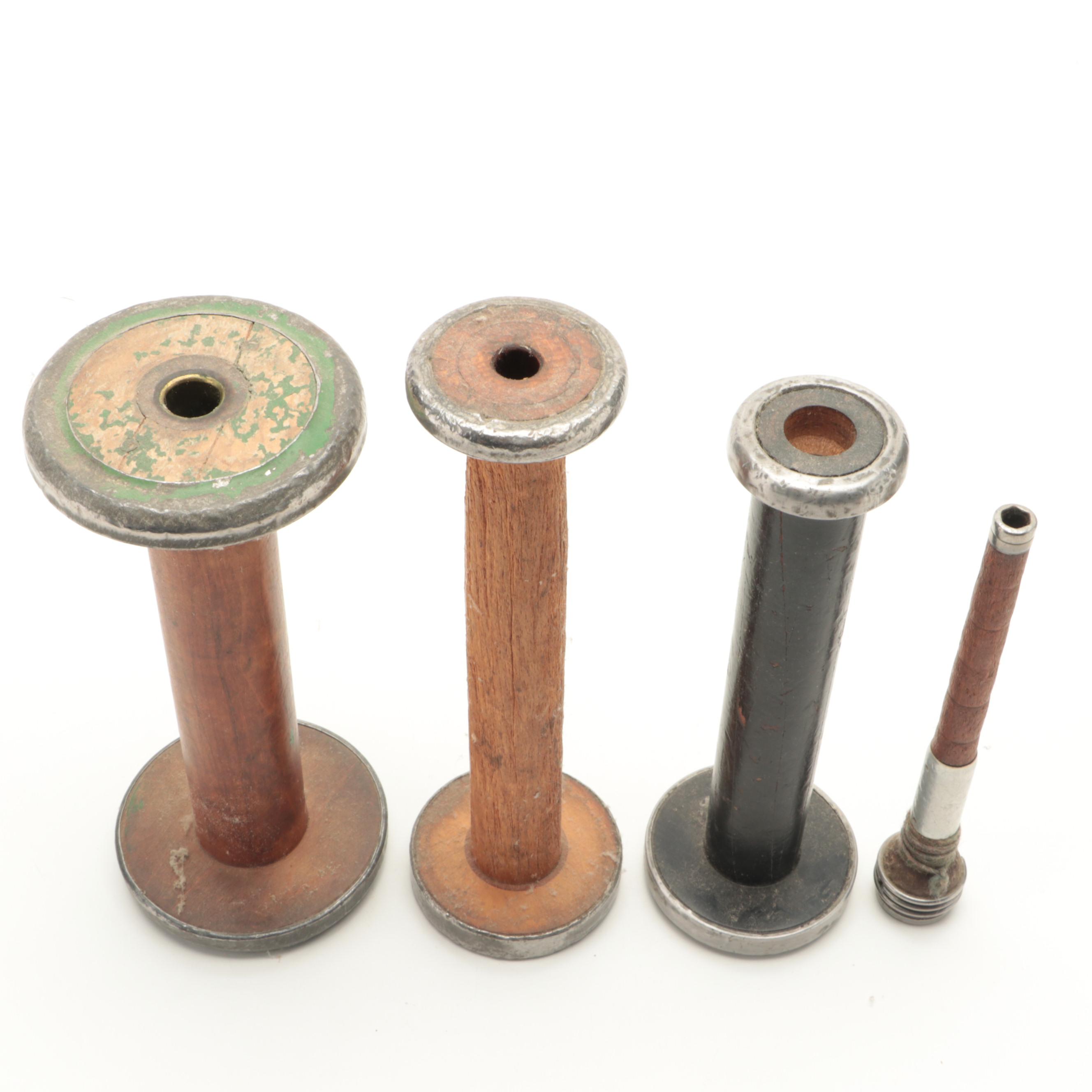 Wooden and Metal Fabric and Threading Spools