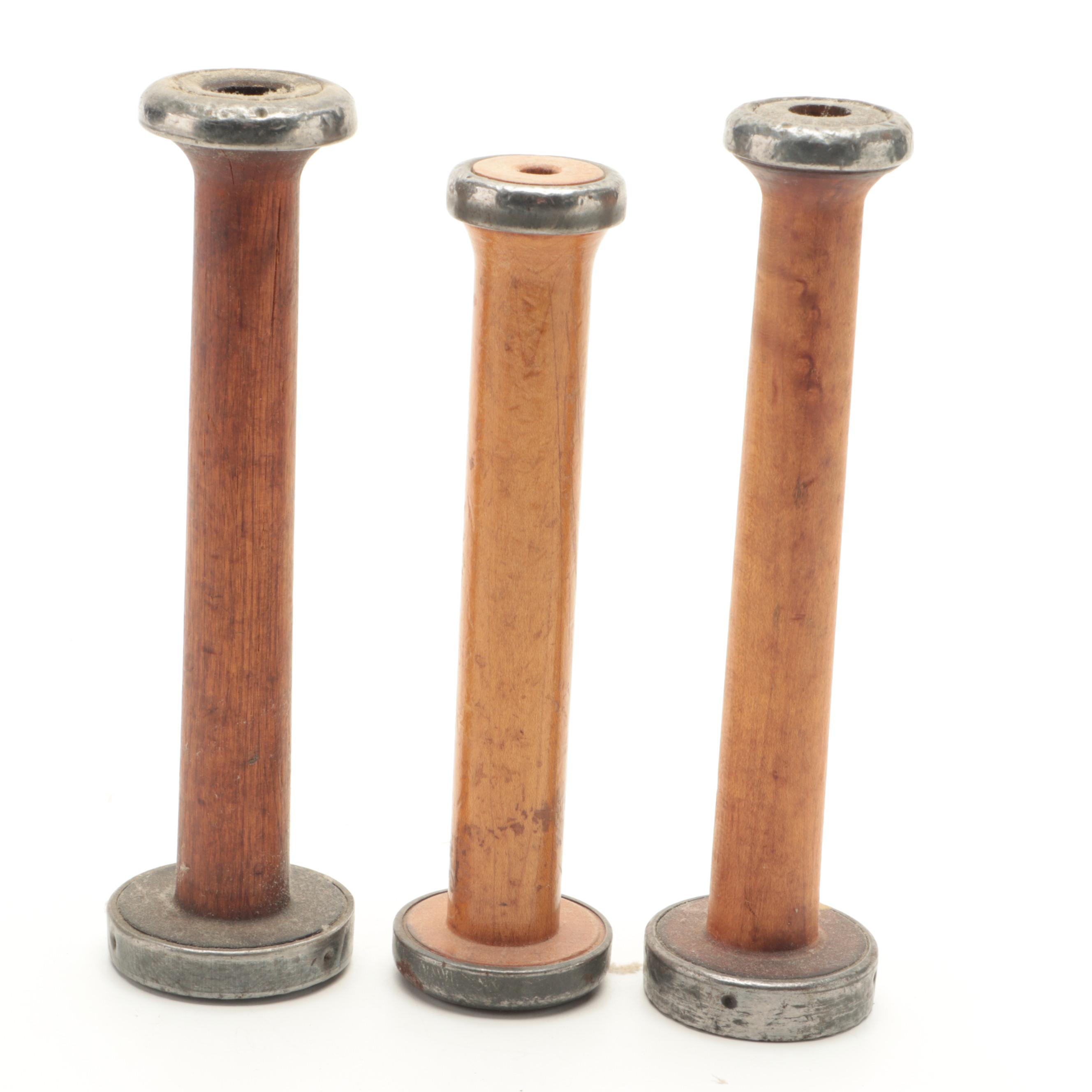 Wooden and Metal Fabric and Threading Spools