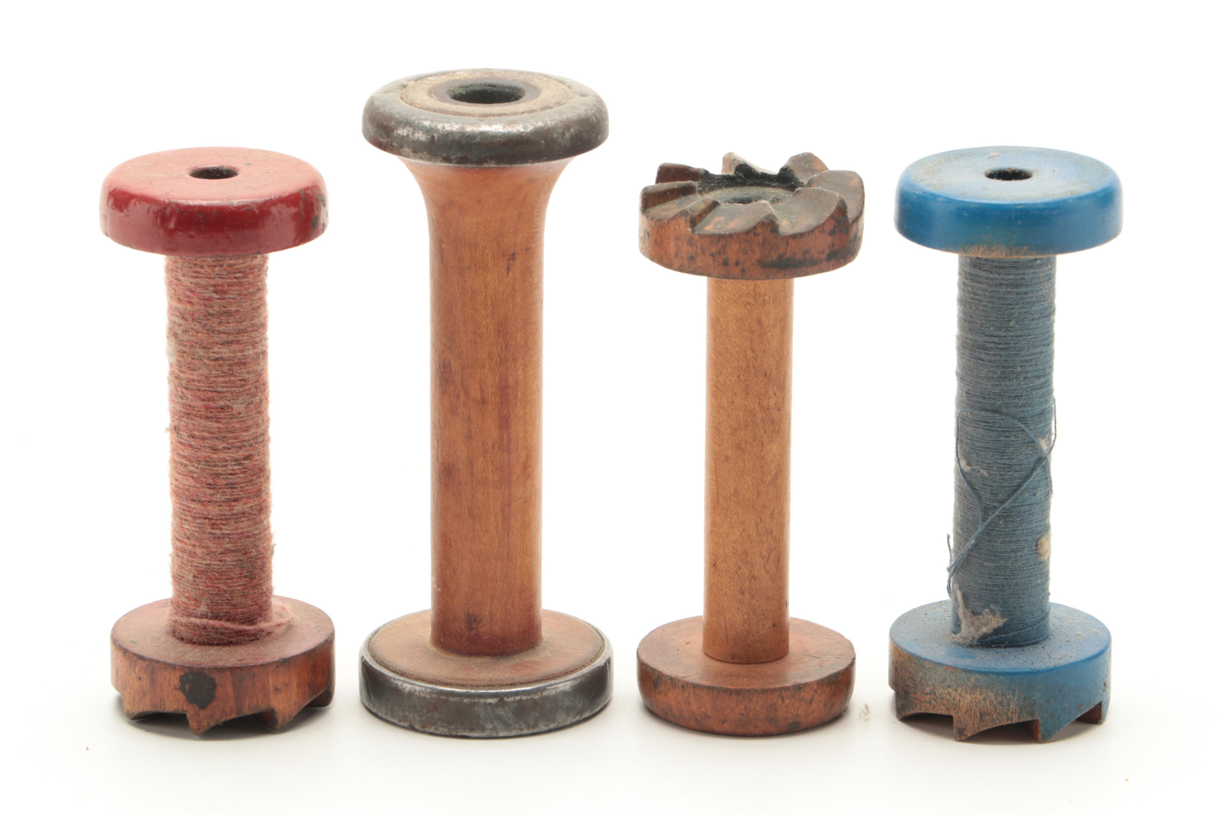 Wooden and Metal Fabric and Threading Spools