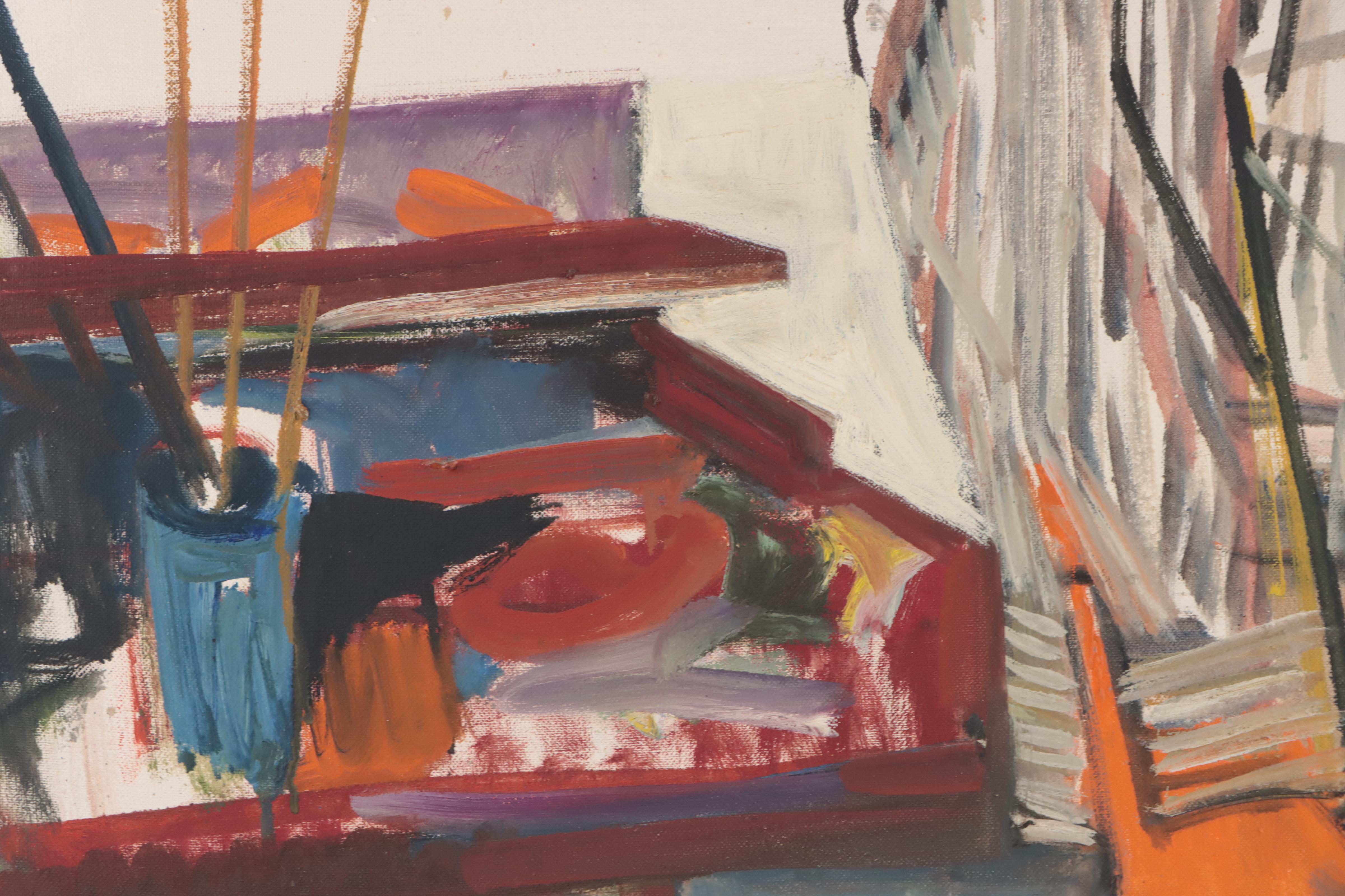 Attributed Morton Dimondstein Fauvist Style Self-Portrait Oil Painting