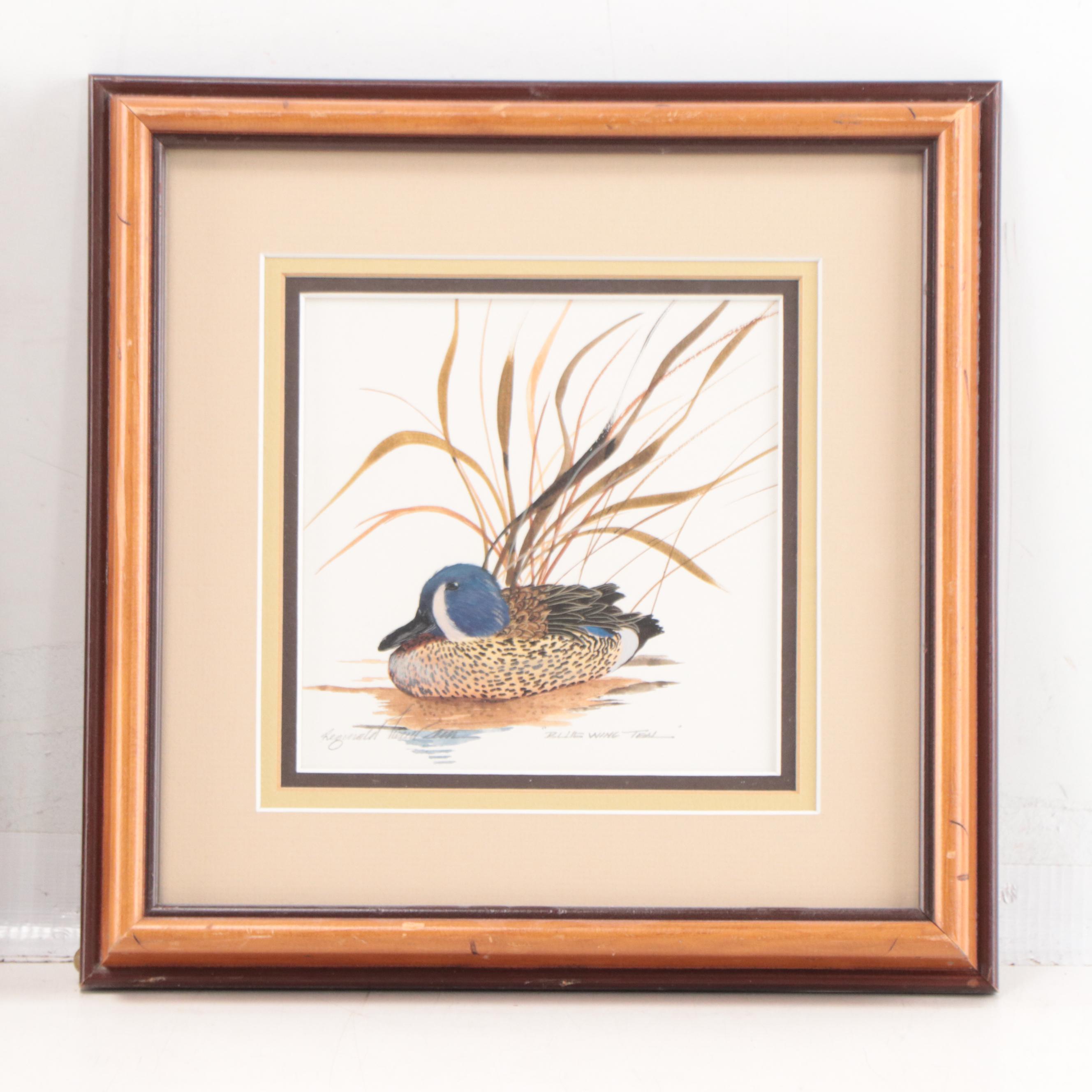 Reginald Trevisan Set of Watercolor Paintings of Ducks "Blue Wing Teal"