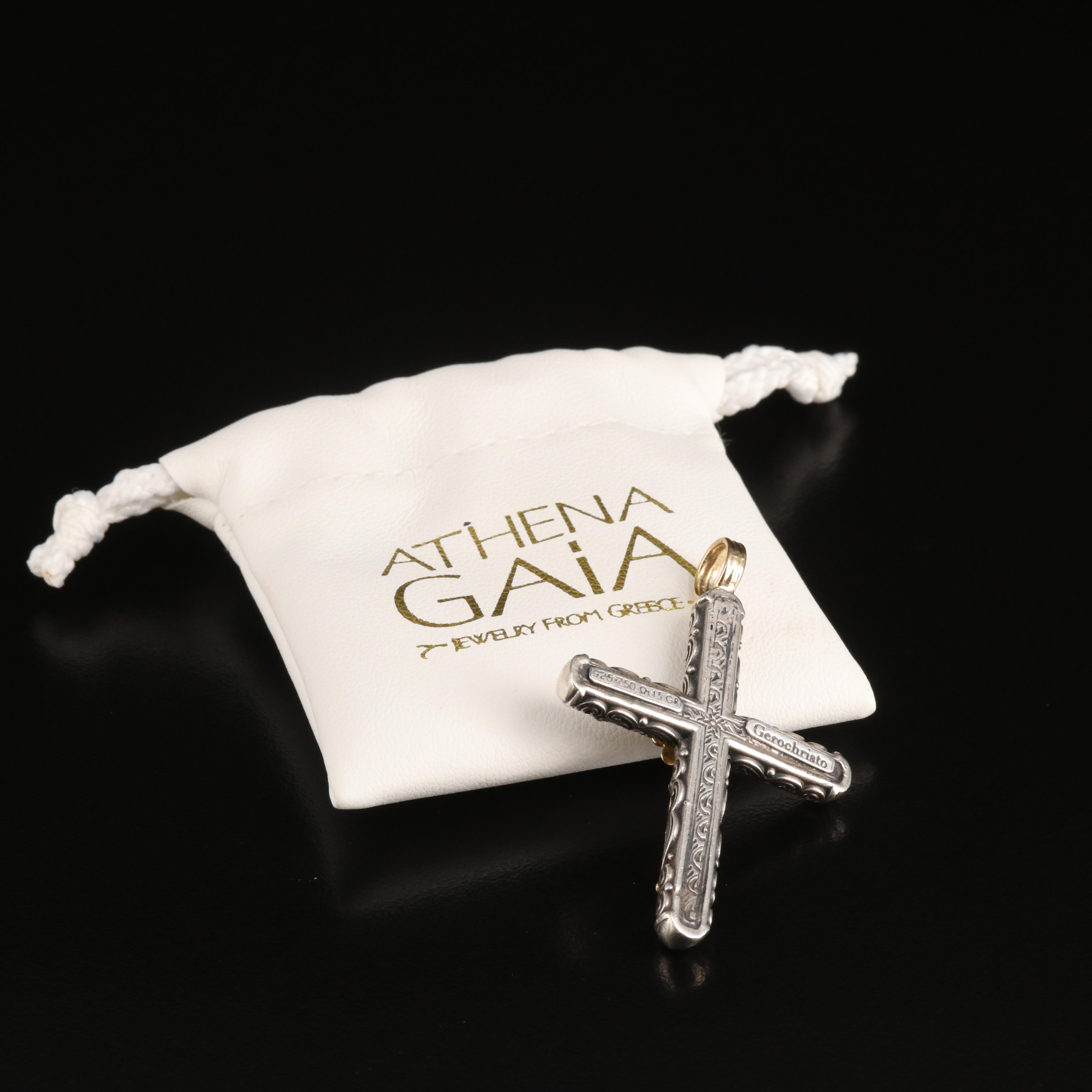 Gerochristo for Athena Gaia Sterling Ruby Cross Pendant with 18K Accents