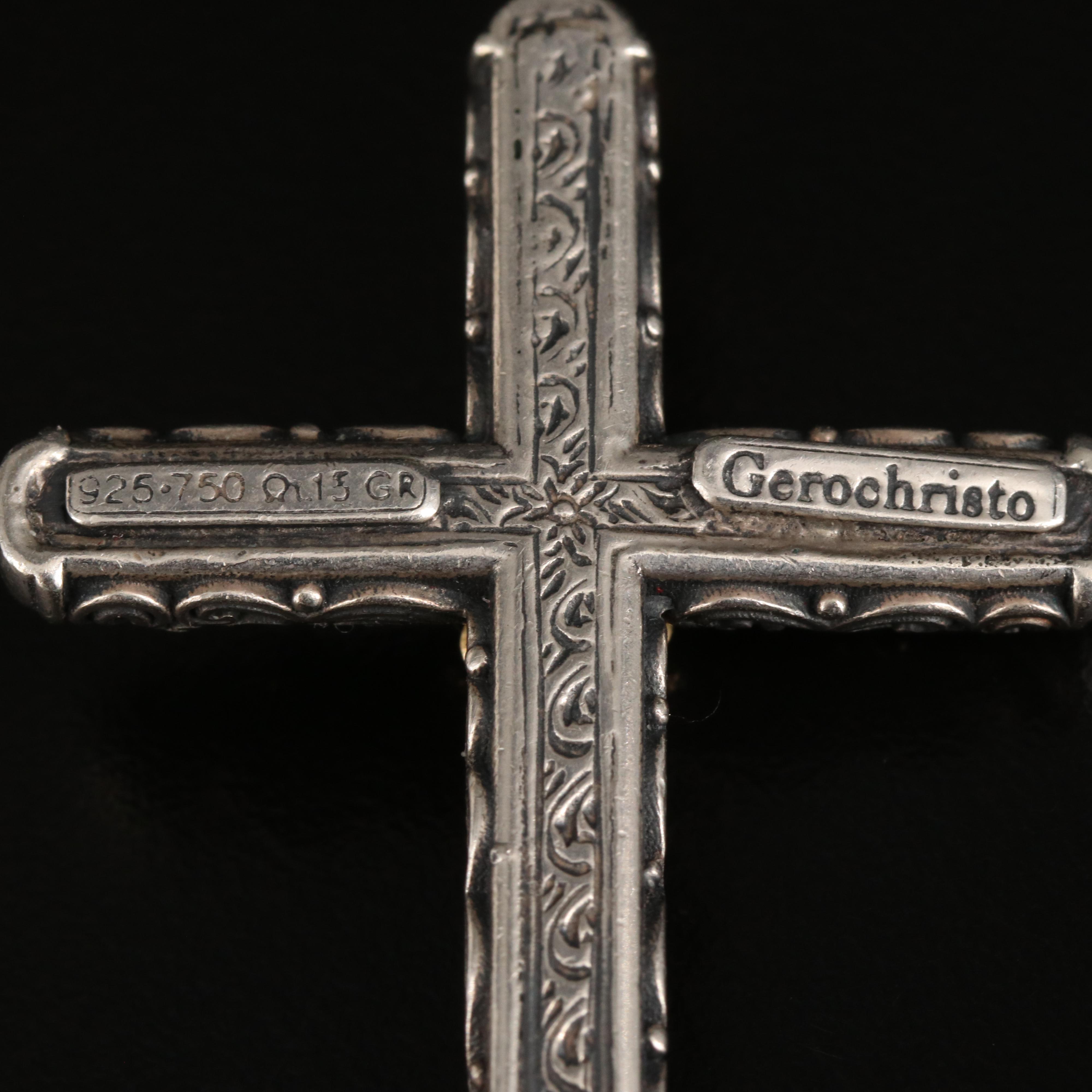 Gerochristo for Athena Gaia Sterling Ruby Cross Pendant with 18K Accents