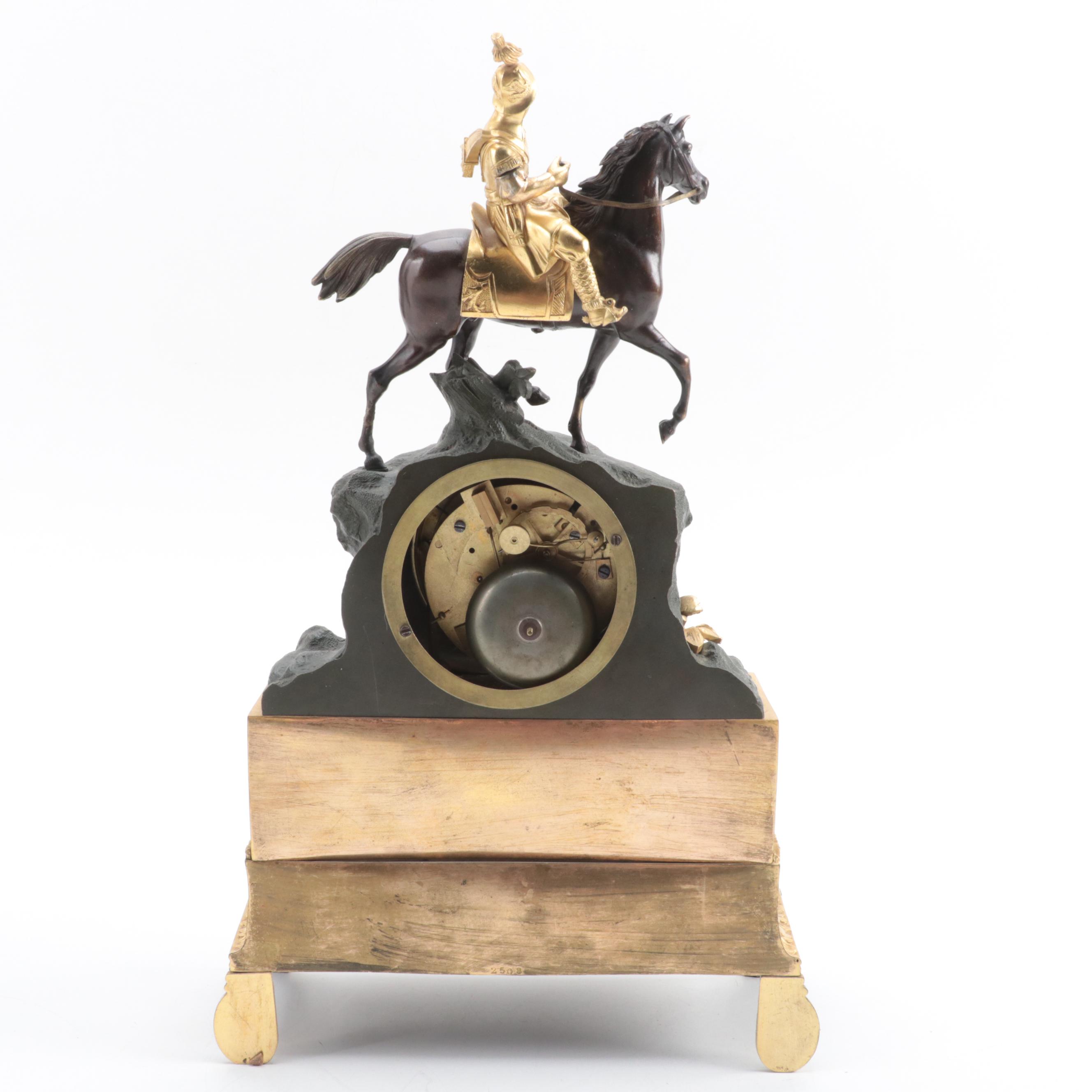 Napoleon III Gilt Metal and Patinated Bronze Mantel Clock, 19th C