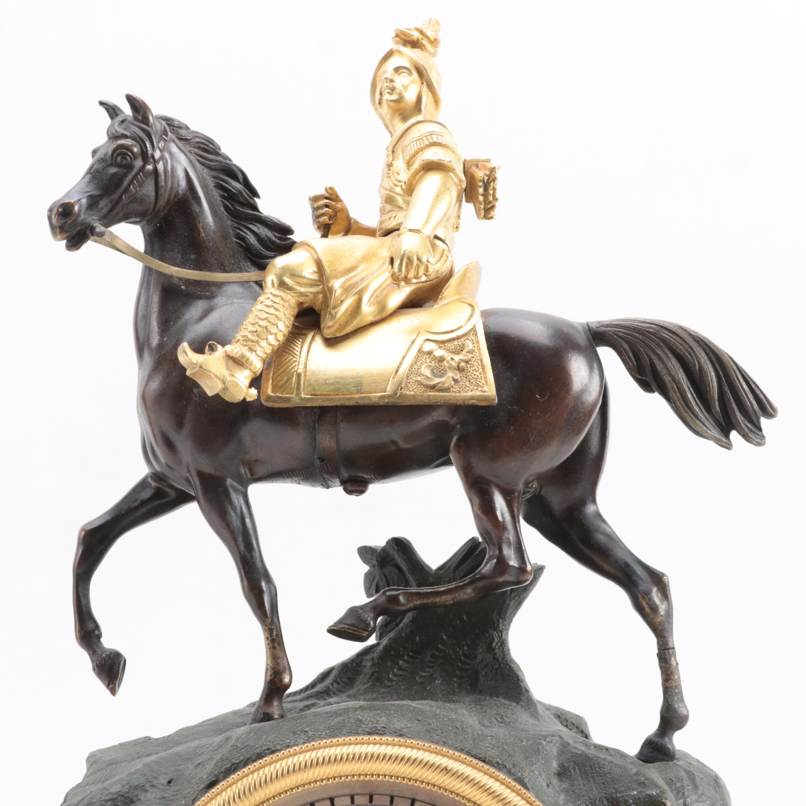 Napoleon III Gilt Metal and Patinated Bronze Mantel Clock, 19th C