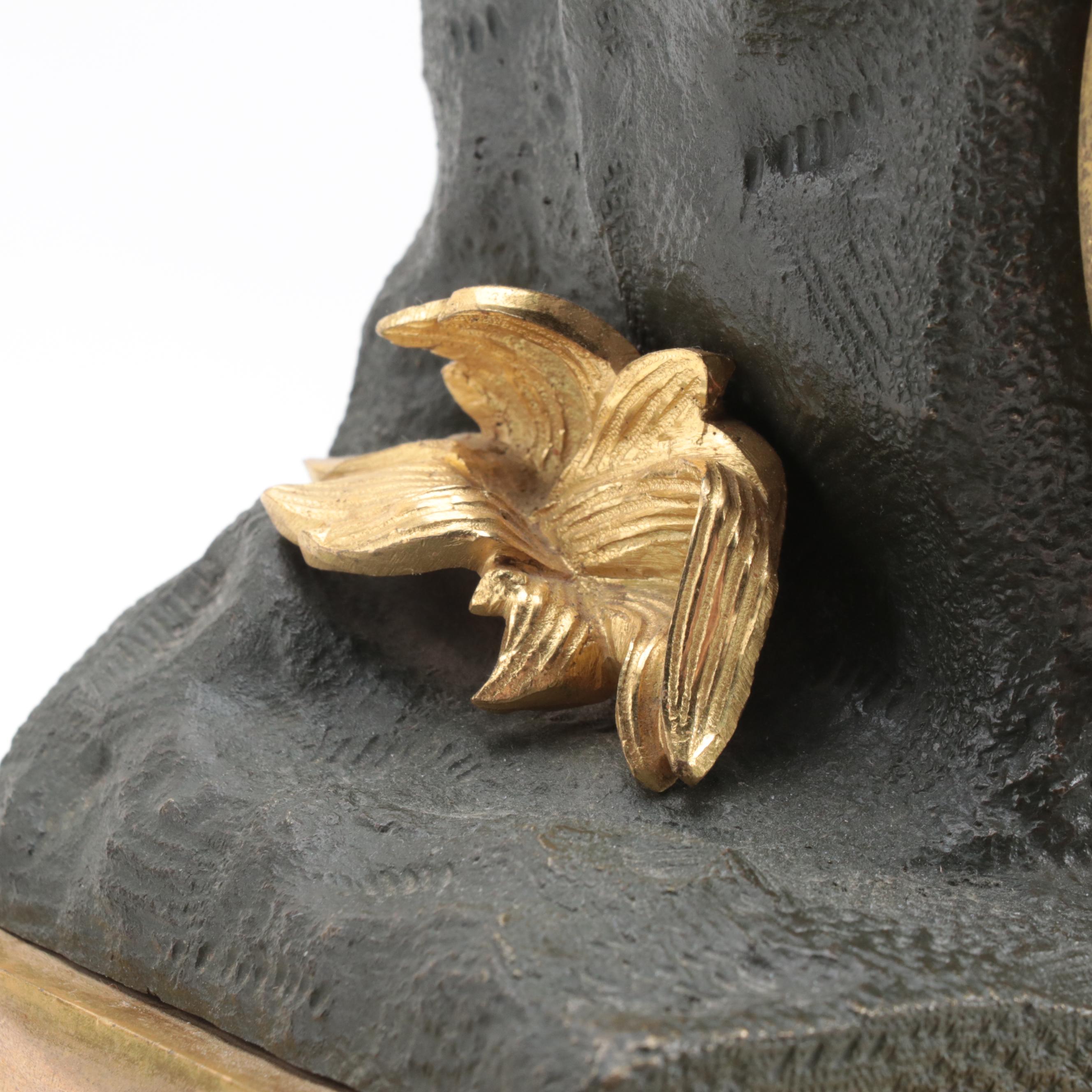 Napoleon III Gilt Metal and Patinated Bronze Mantel Clock, 19th C