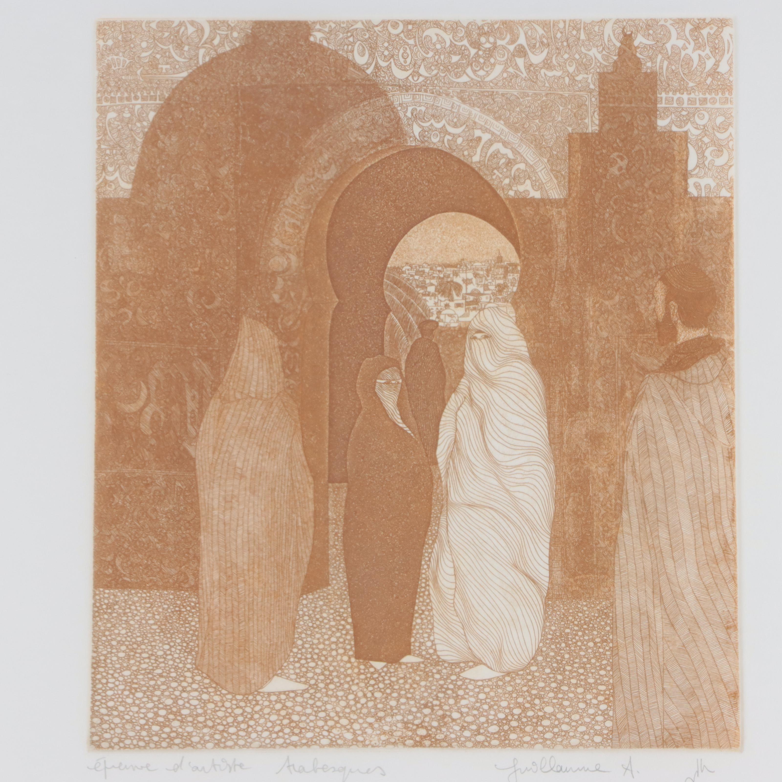Guillaume Azoulay Etching "Arabesque" Circa 1980