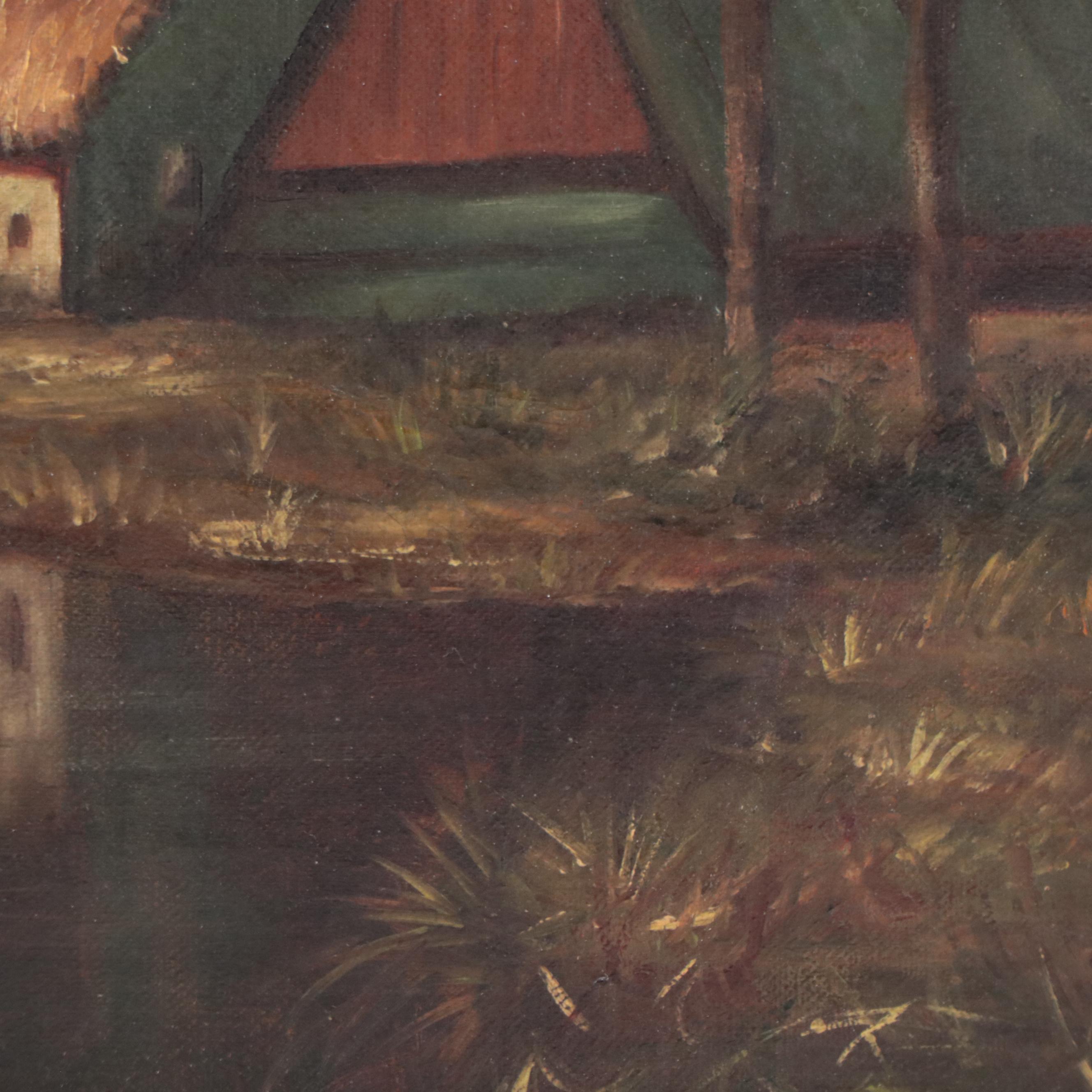 Oil Painting of Pastoral Landscape