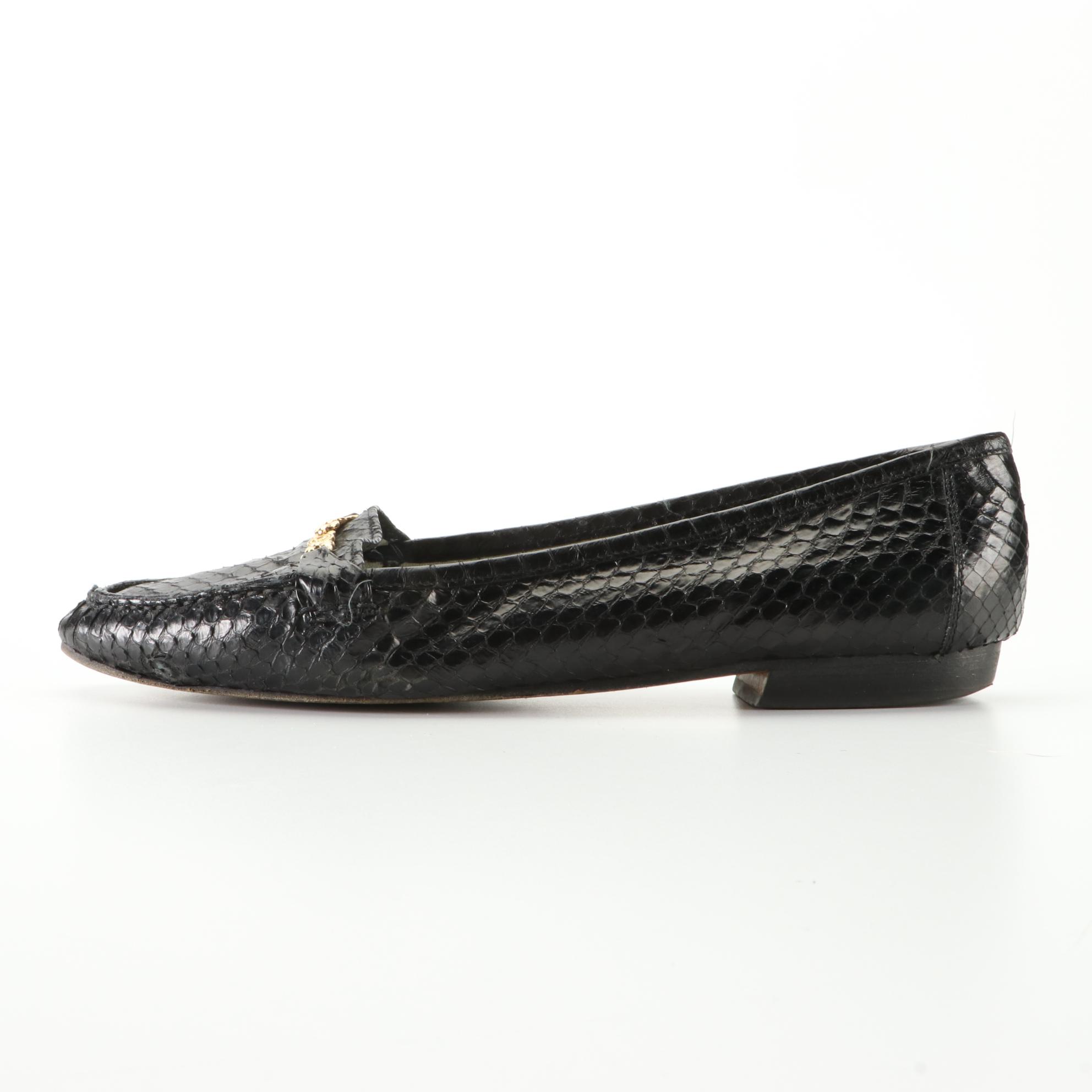 Bally Snakeskin Leather Flats and Finn Comfort Slide Sandals