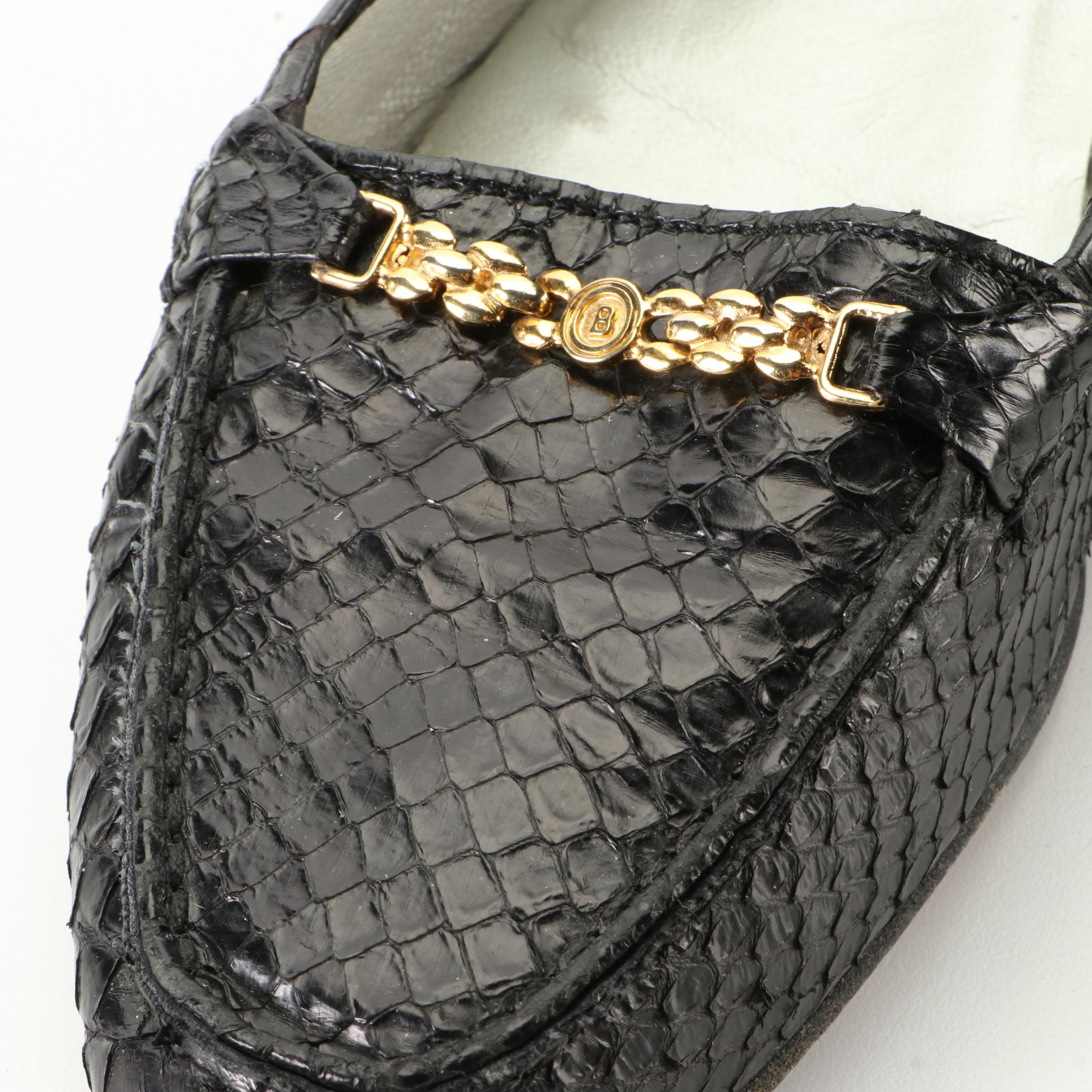 Bally Snakeskin Leather Flats and Finn Comfort Slide Sandals