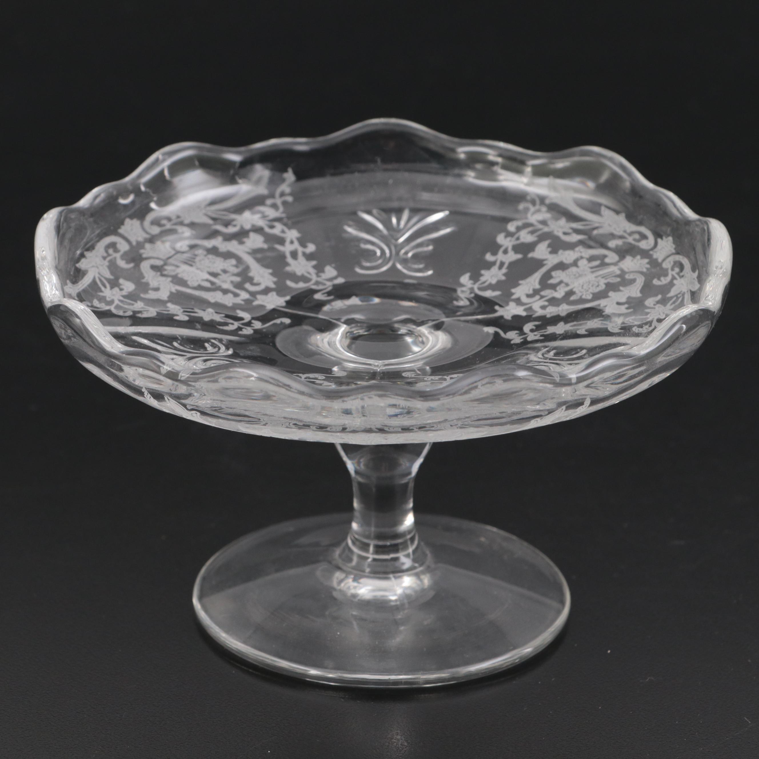 Whiting Sterling Silver Carving Set with Etched Glass Centerpiece