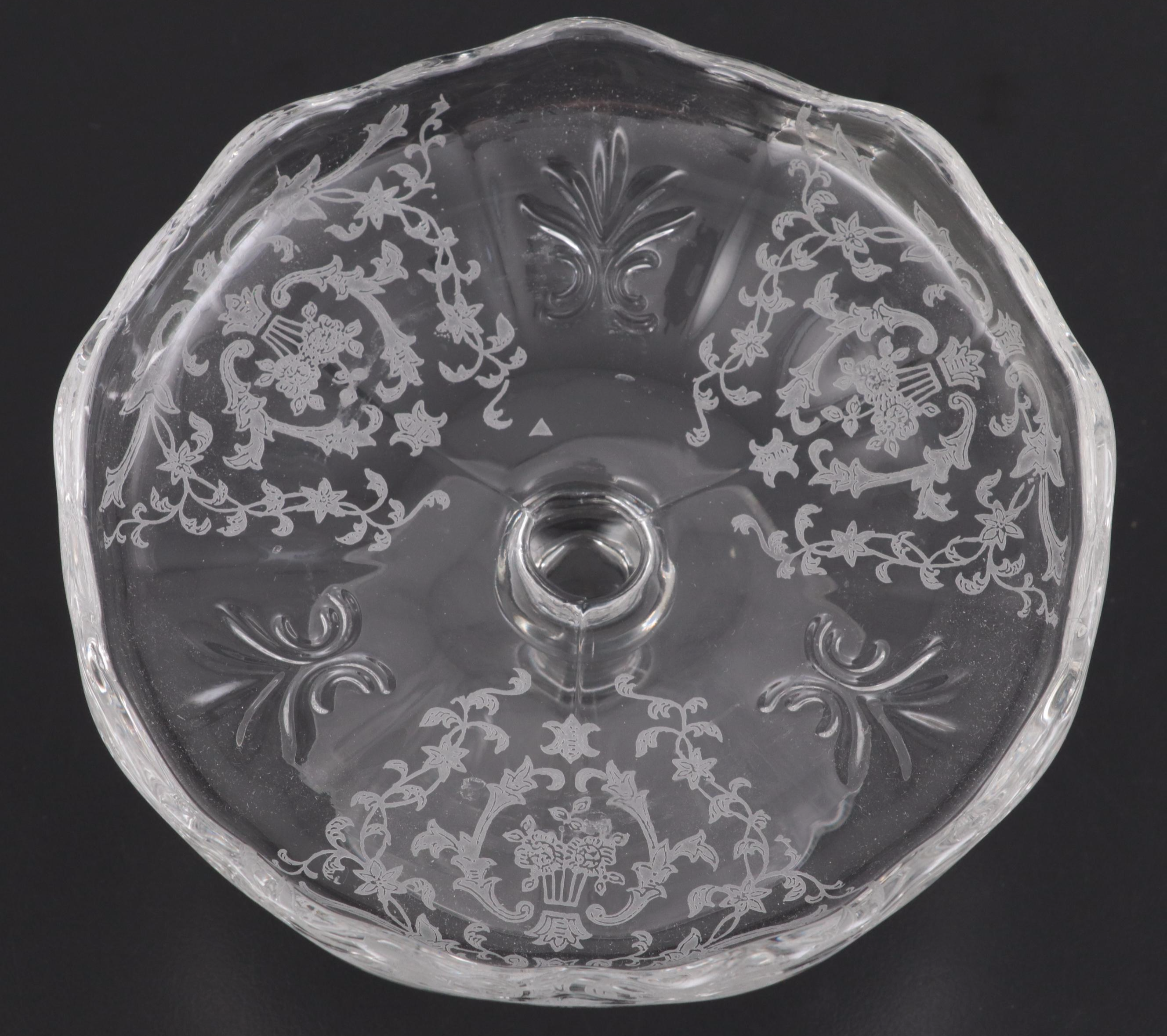 Whiting Sterling Silver Carving Set with Etched Glass Centerpiece