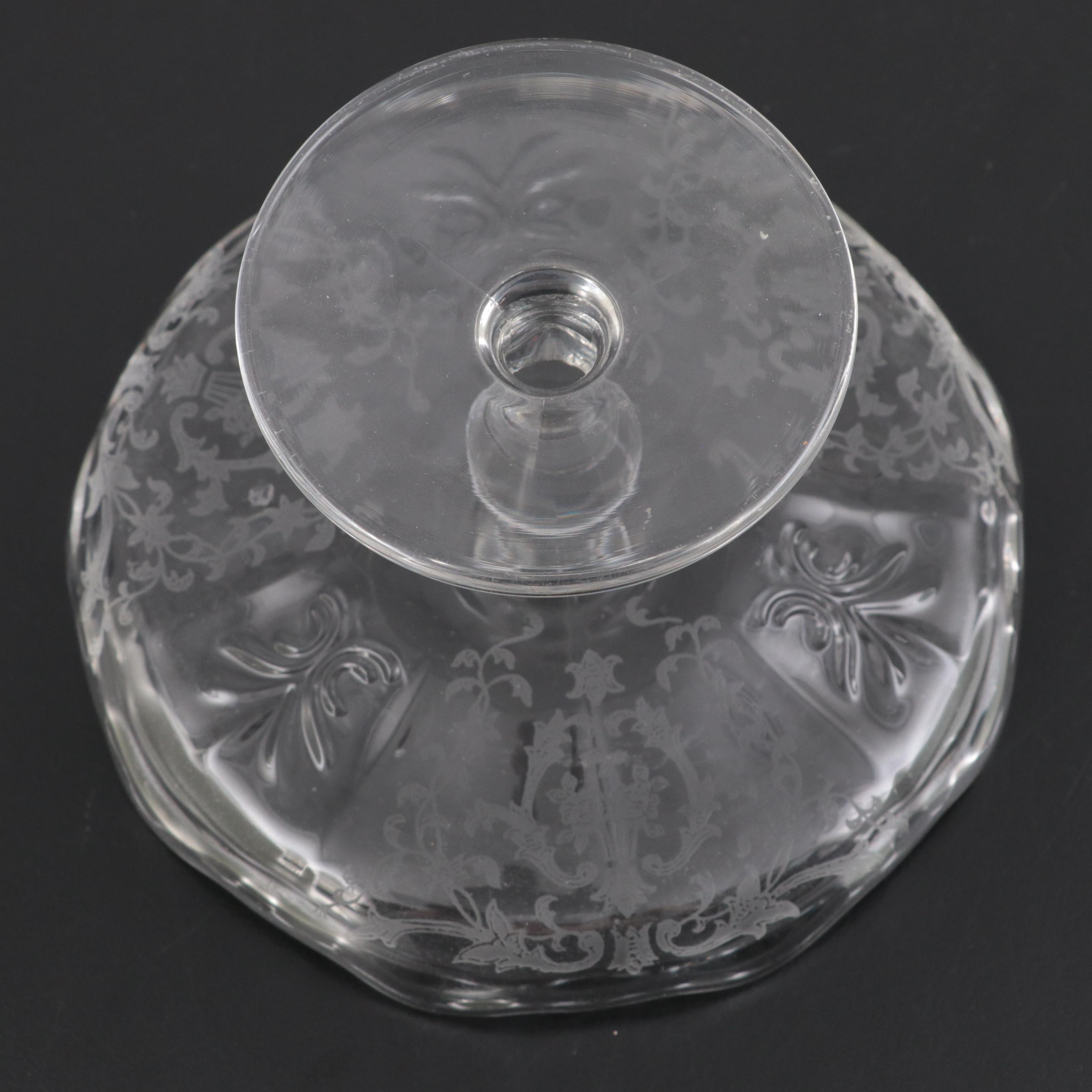 Whiting Sterling Silver Carving Set with Etched Glass Centerpiece