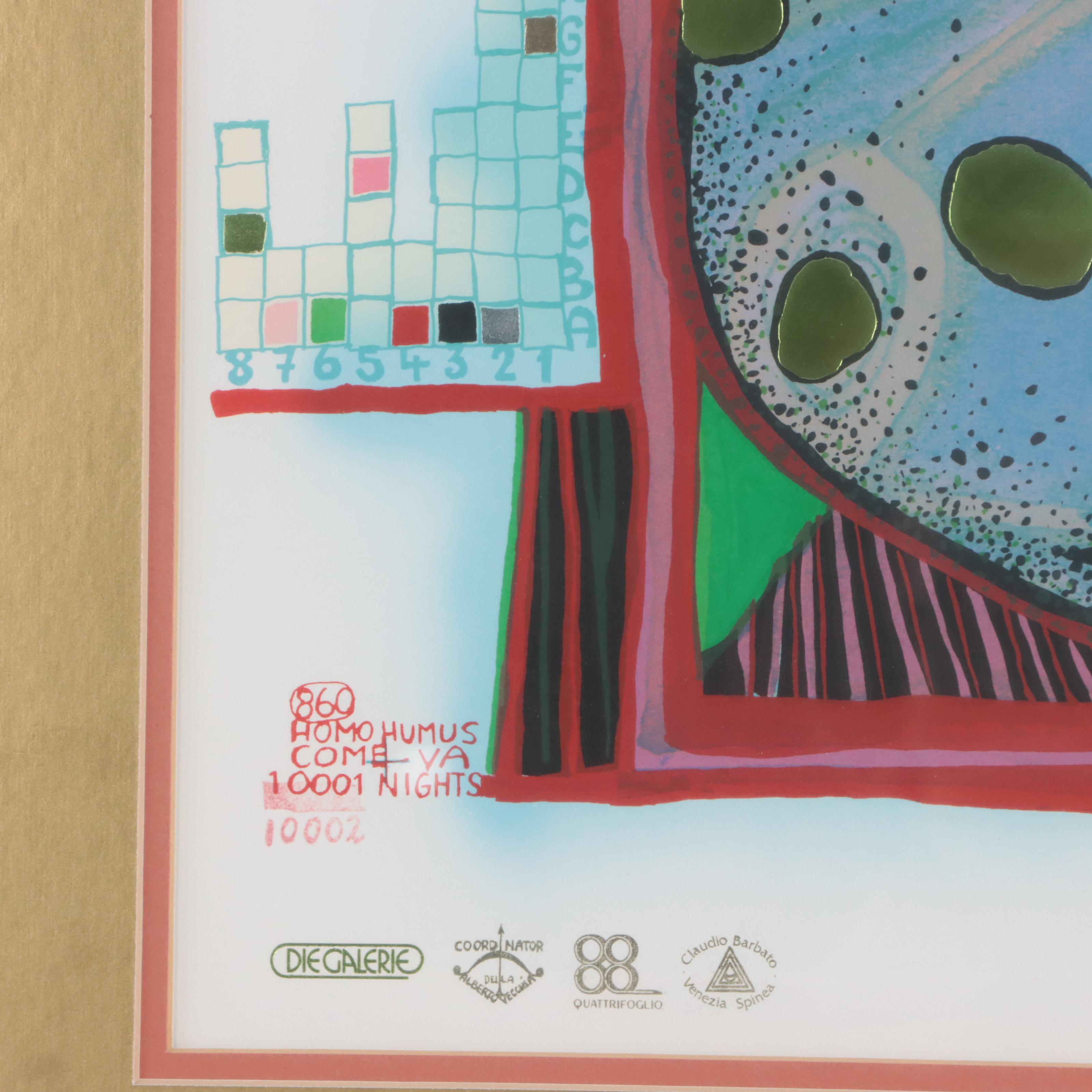 Friedensreich Hundertwasser Serigraph "Homo Humus Come Va 10002 Nights"