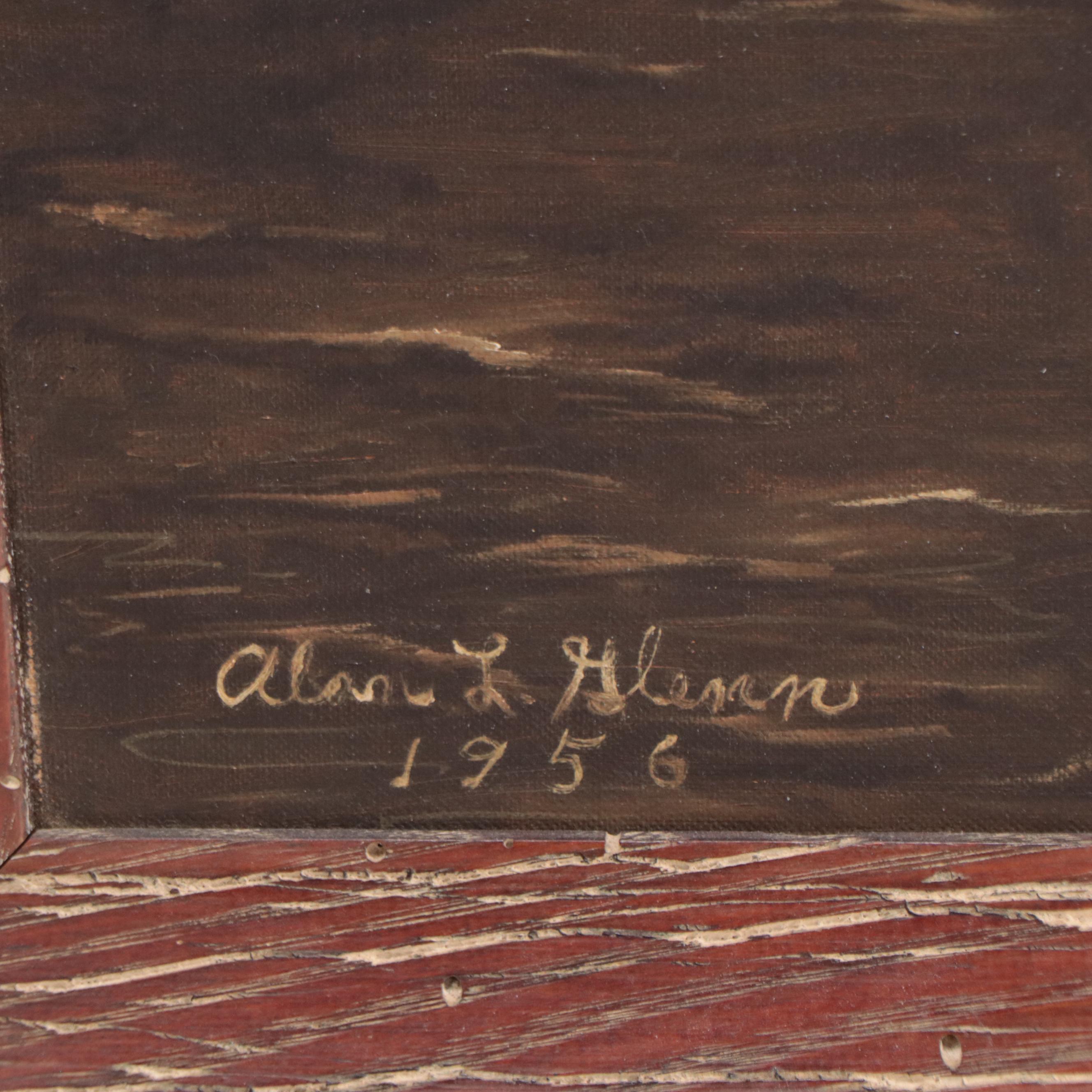 Alan L. Glenn Oil Painting of Coastal Landscape, 1956