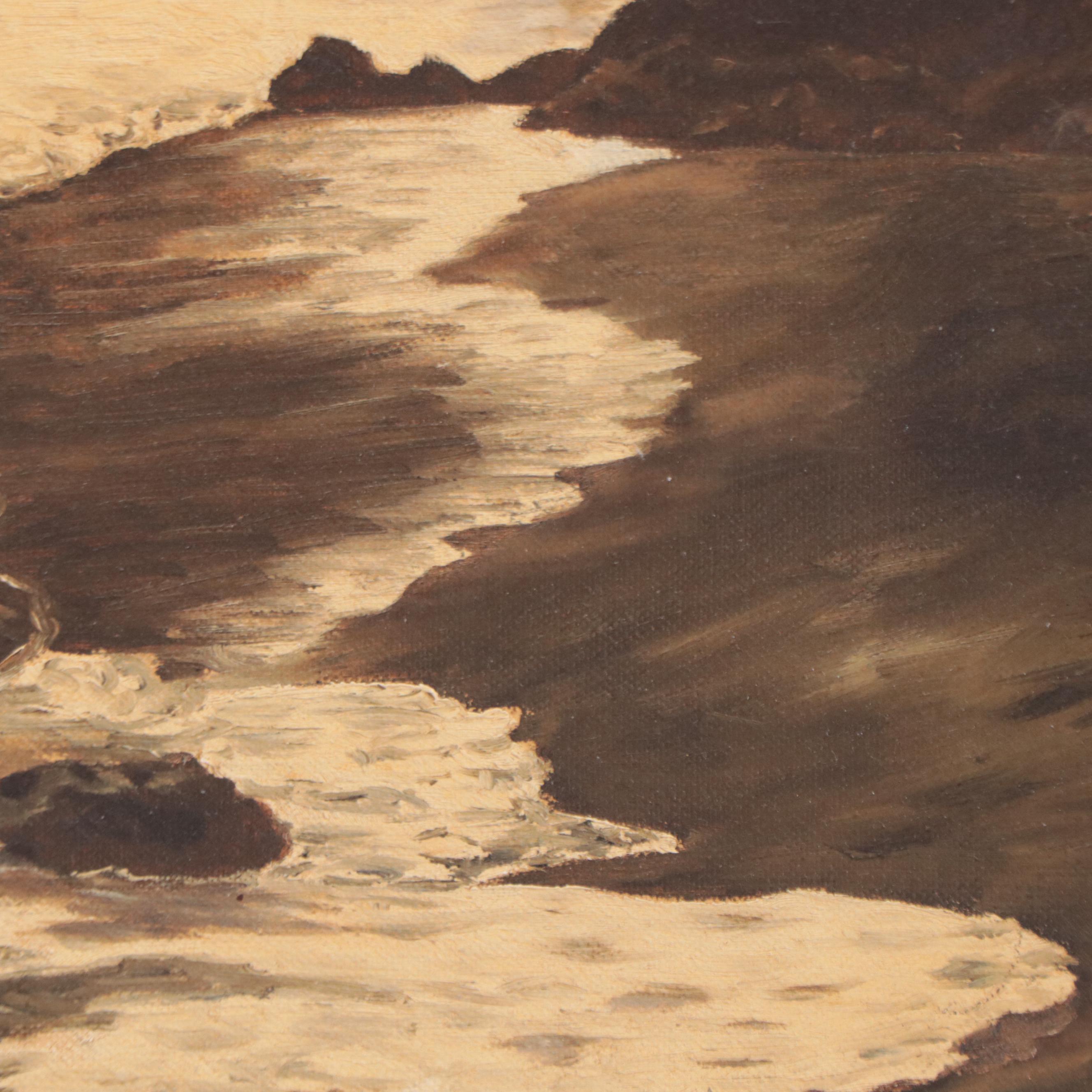 Alan L. Glenn Oil Painting of Coastal Landscape, 1956