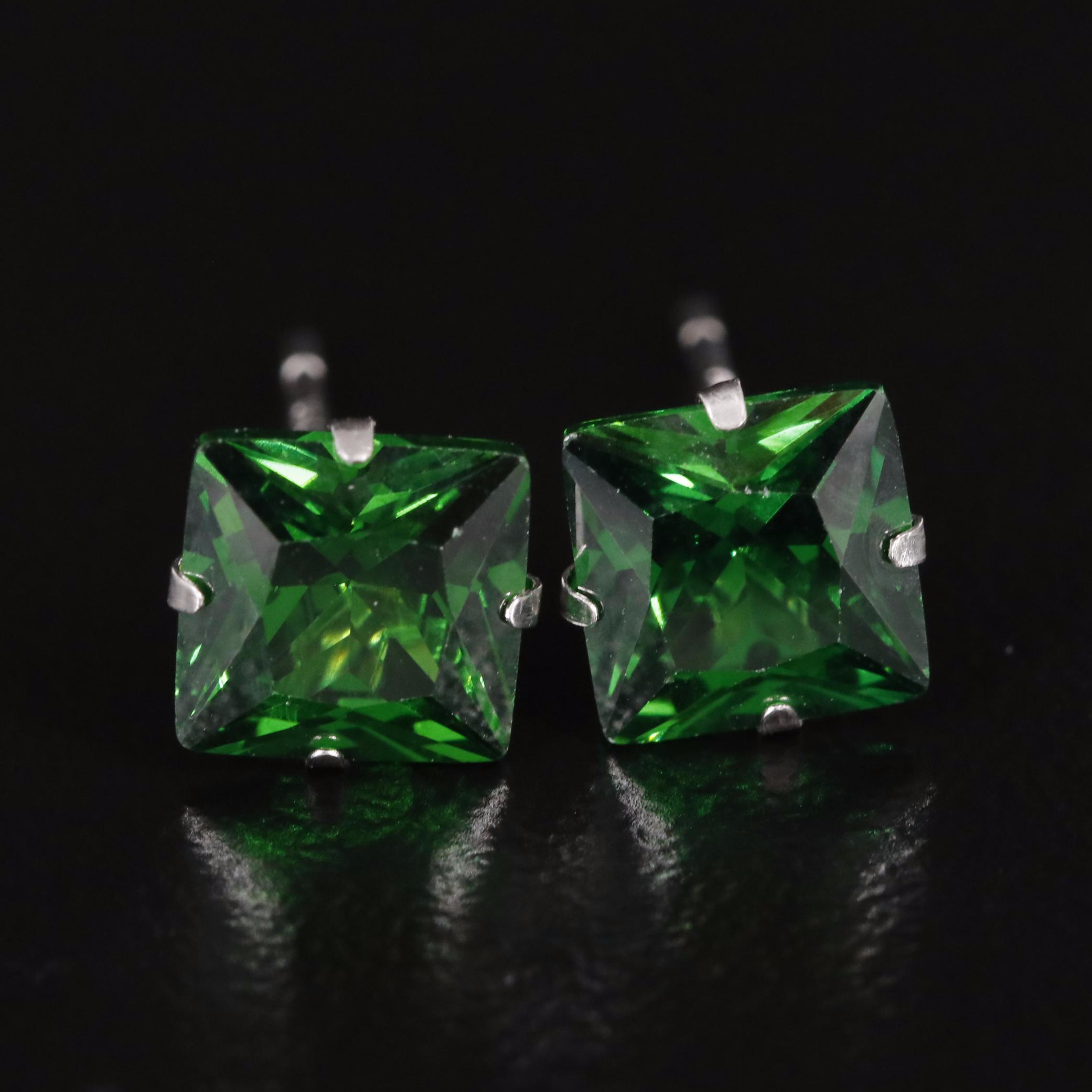 14K Emerald Stud Earrings