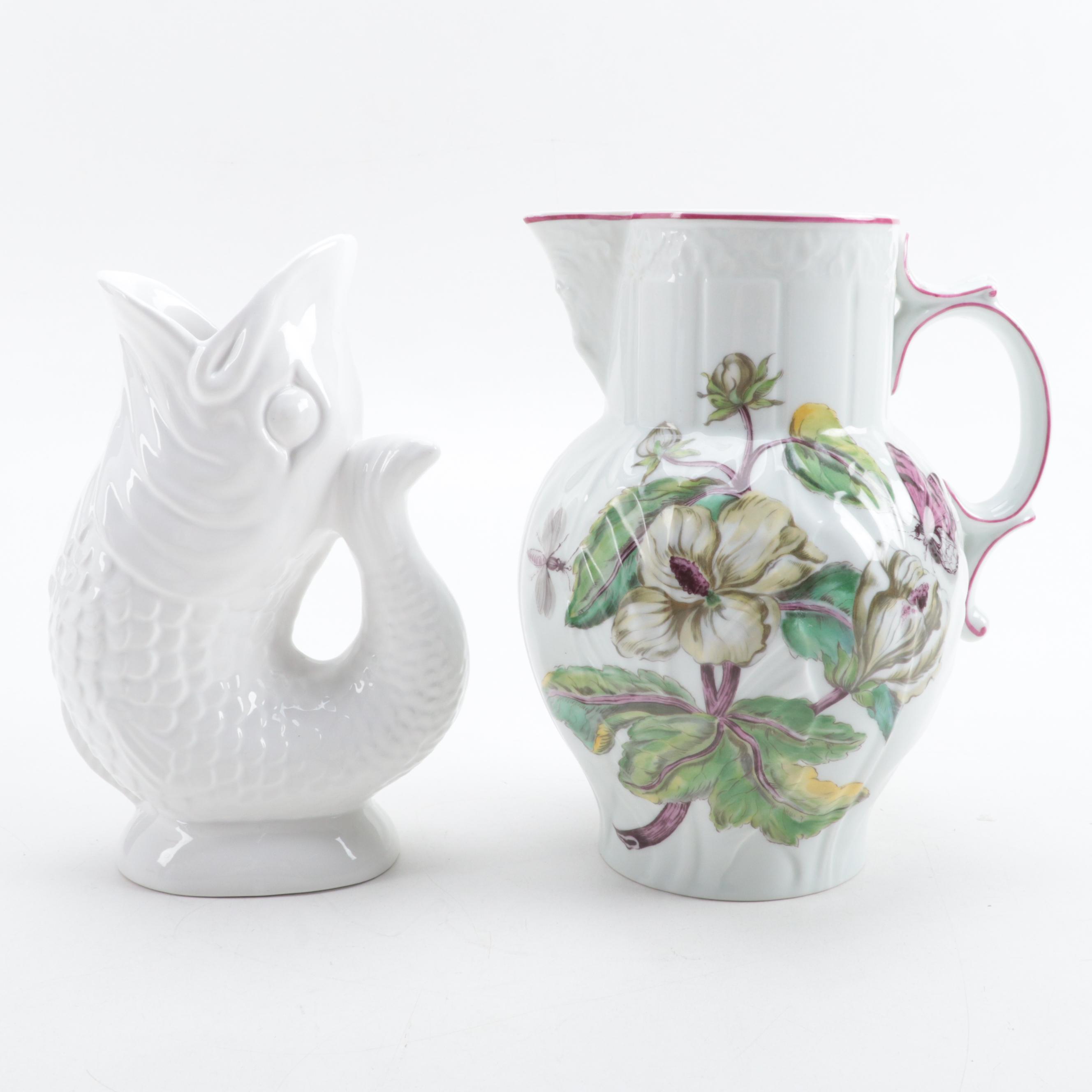 Mottahedeh Metropolitan Museum of Art Chelsea Style Pitcher and Gluggle Jug