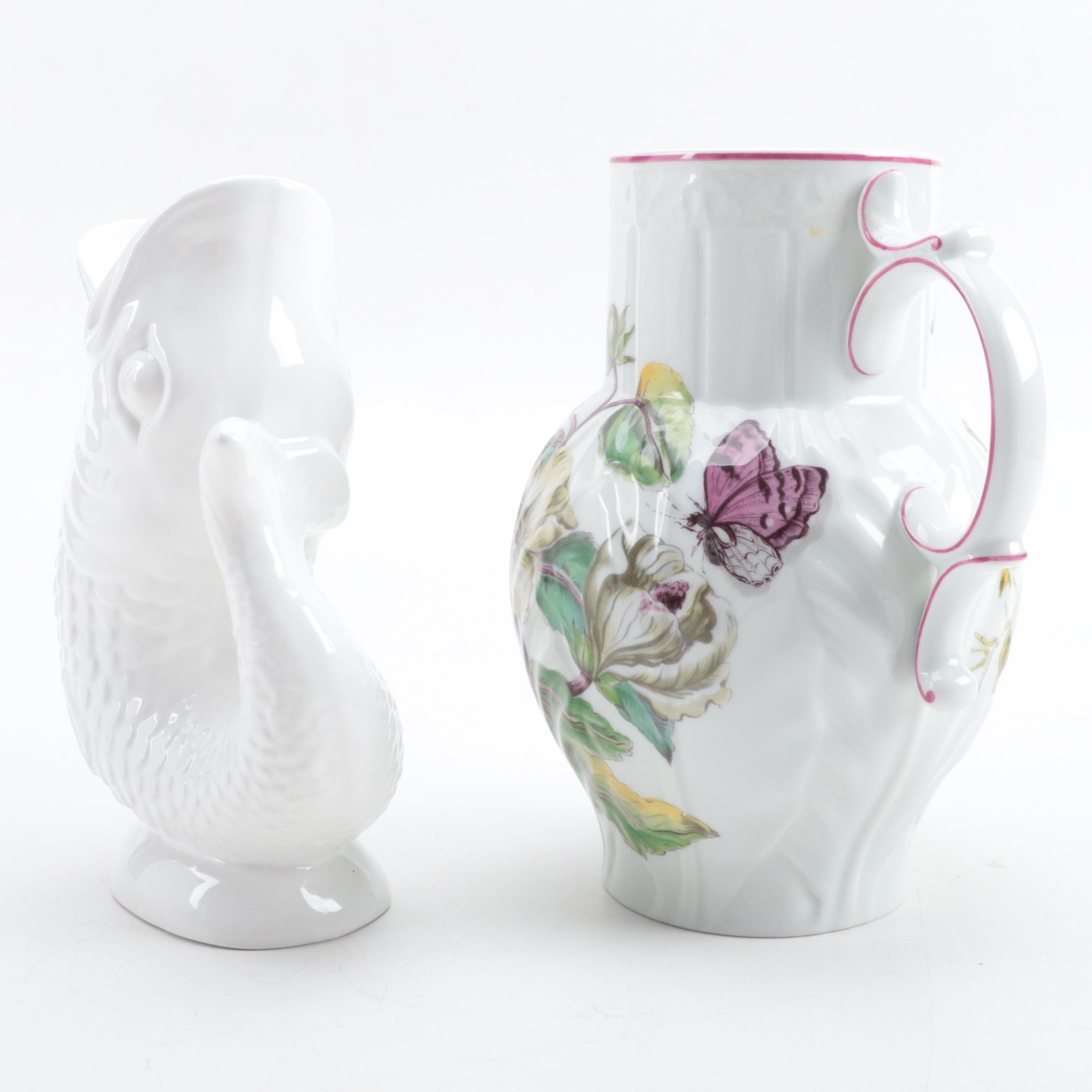 Mottahedeh Metropolitan Museum of Art Chelsea Style Pitcher and Gluggle Jug