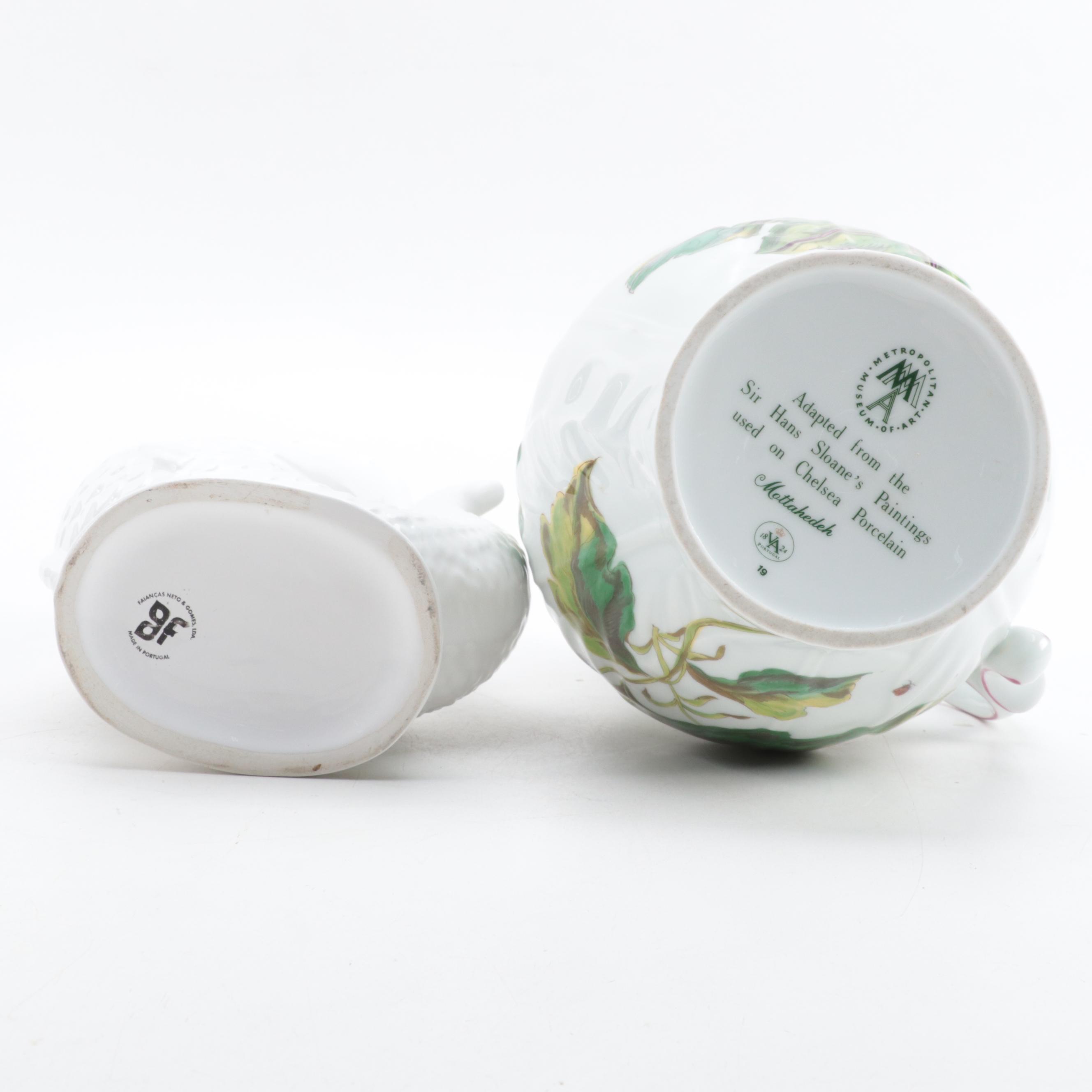 Mottahedeh Metropolitan Museum of Art Chelsea Style Pitcher and Gluggle Jug