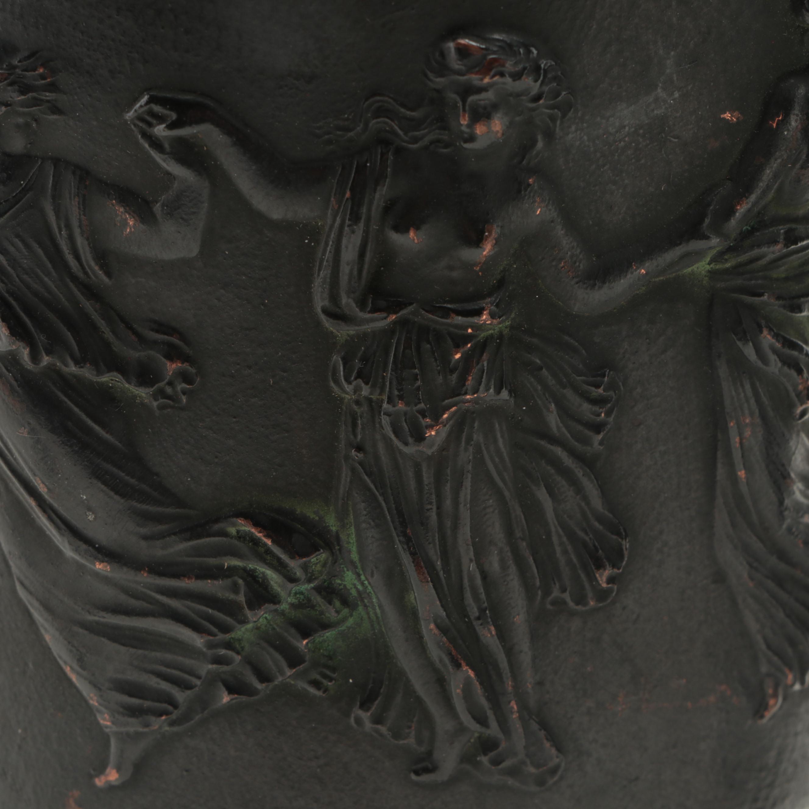 Pair of Greek Revival Bronzed Metal Amphora Urns