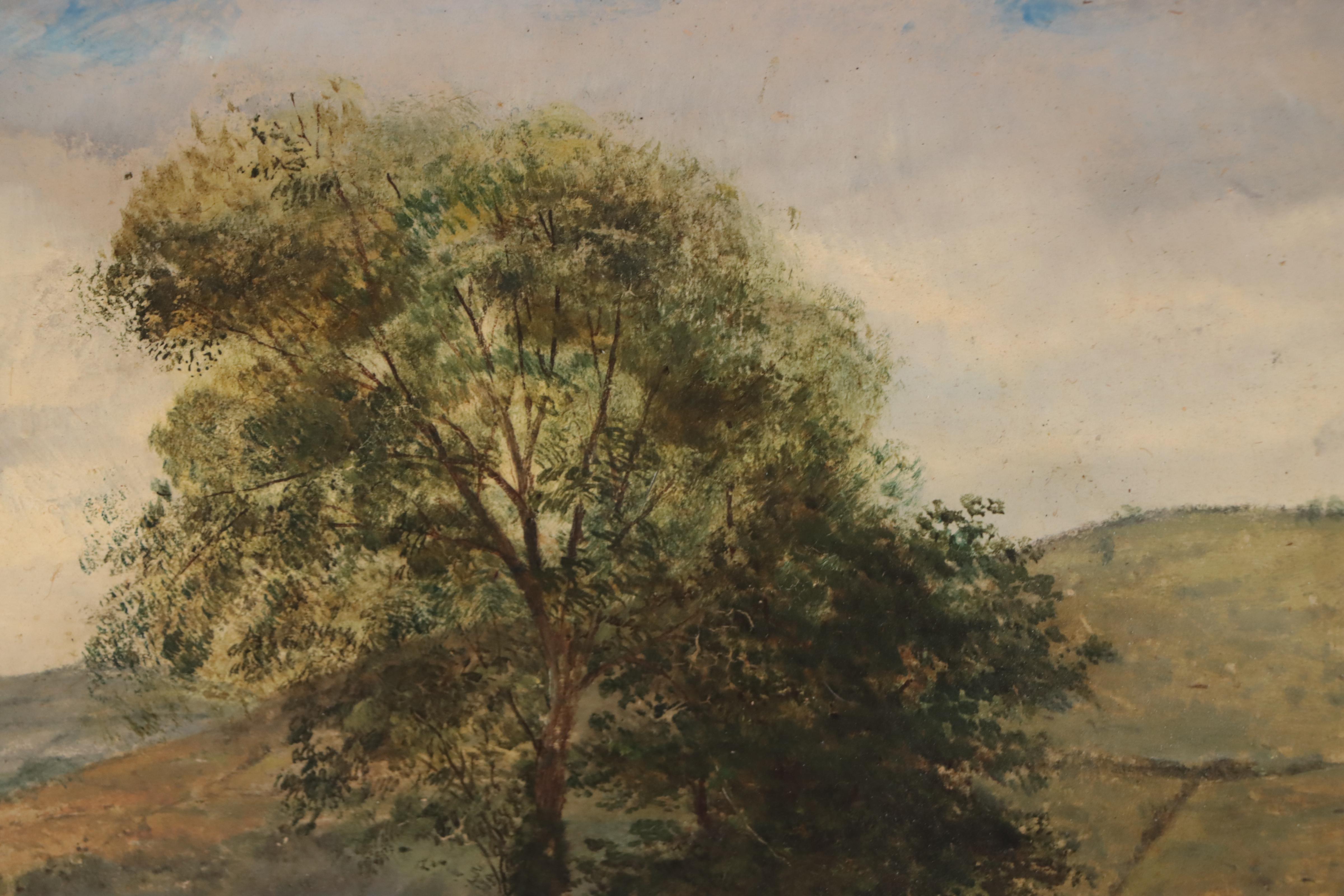 William Archibald Wall Country Landscape Oil Painting of Sleeping Figure