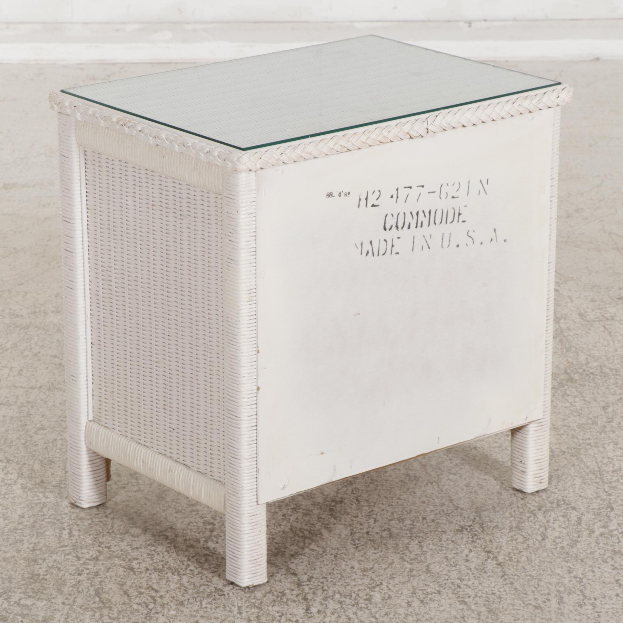 Henry Link White-Painted Wicker Mixed Bedroom Set with Metal Twin Bed Frame