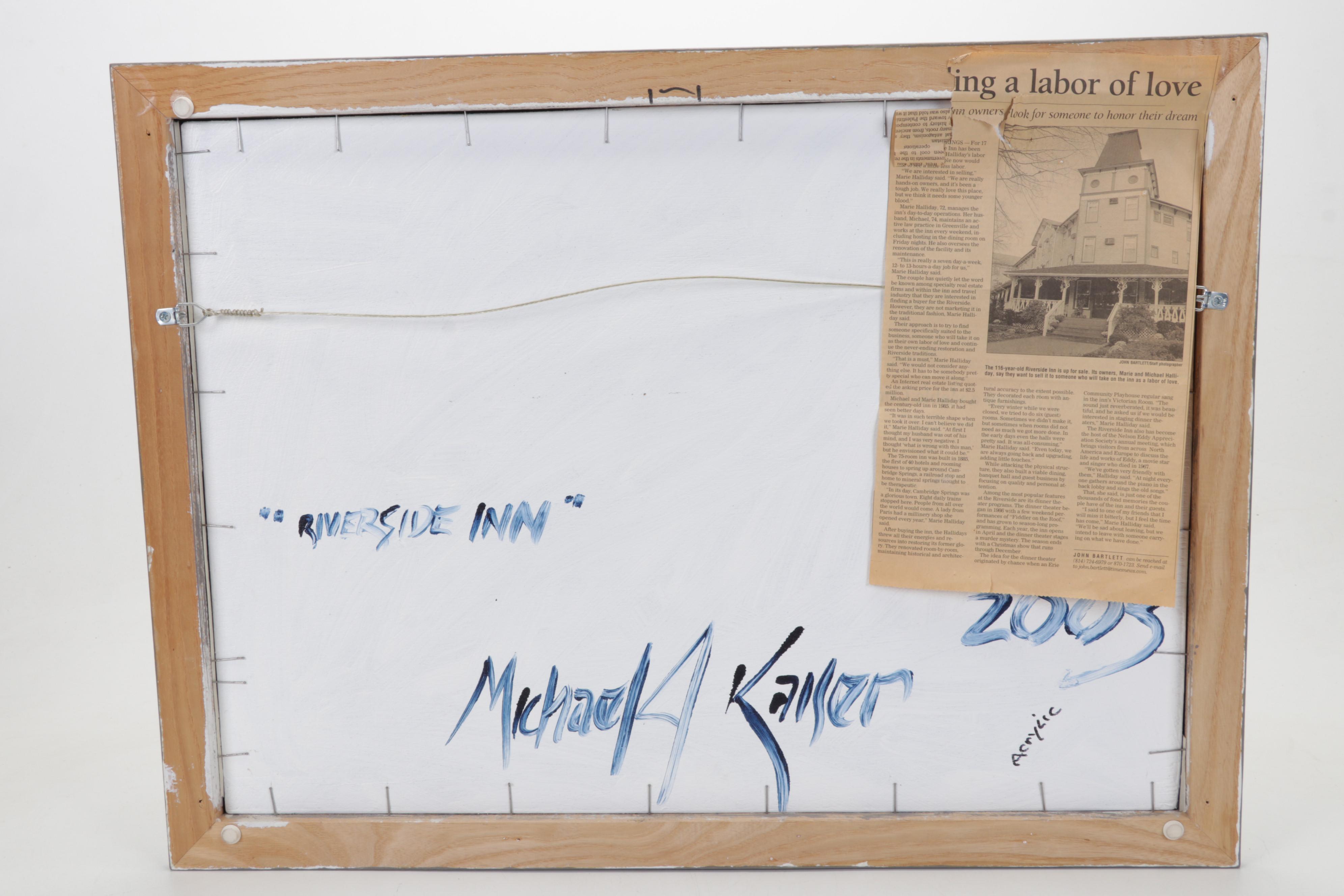 Michael Kaiser Acrylic Painting "Riverside Inn," 2003