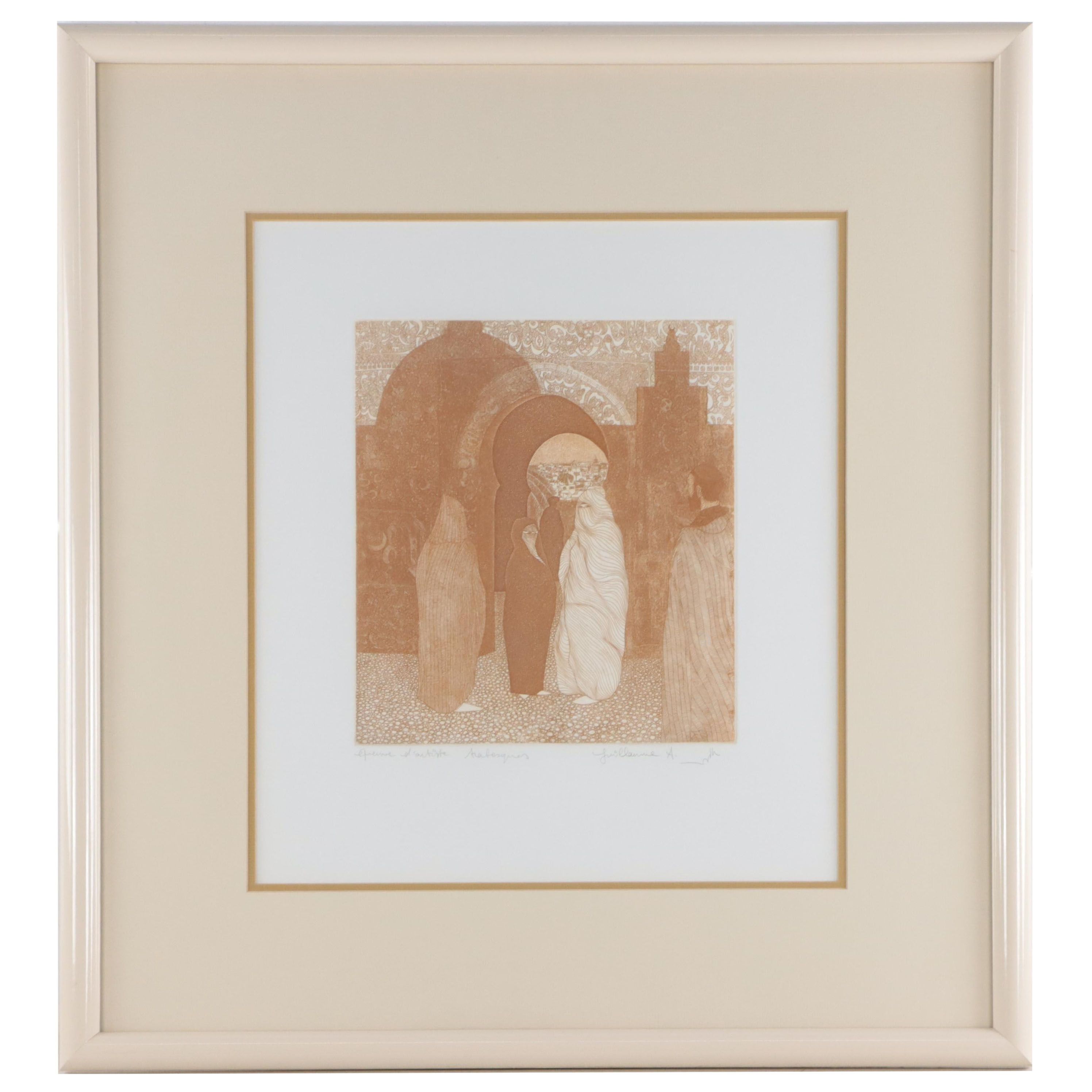 Guillaume Azoulay Etching "Arabesque" Circa 1980