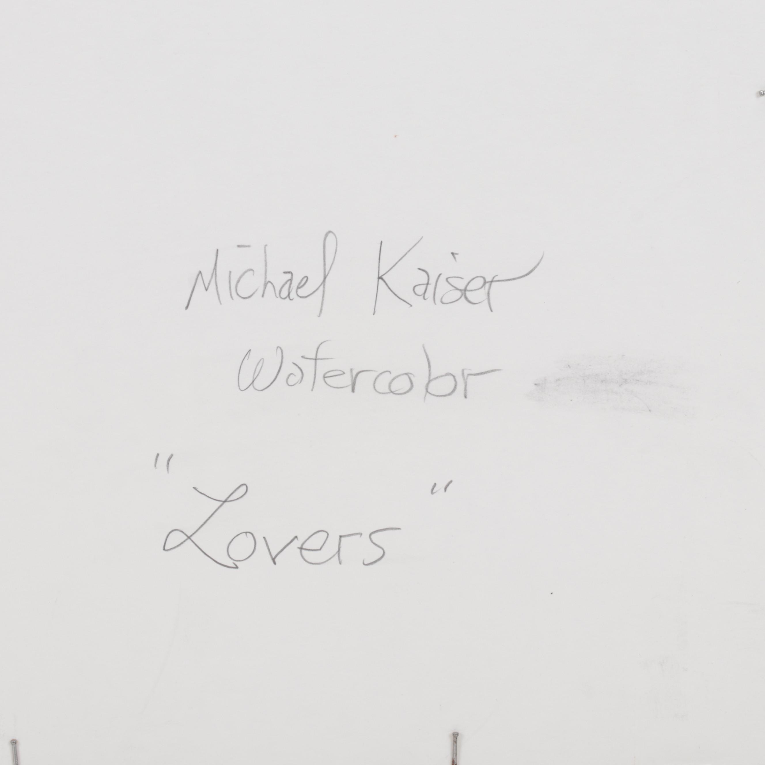 Michael Kaiser Watercolor Painting "Lovers," 21st Century