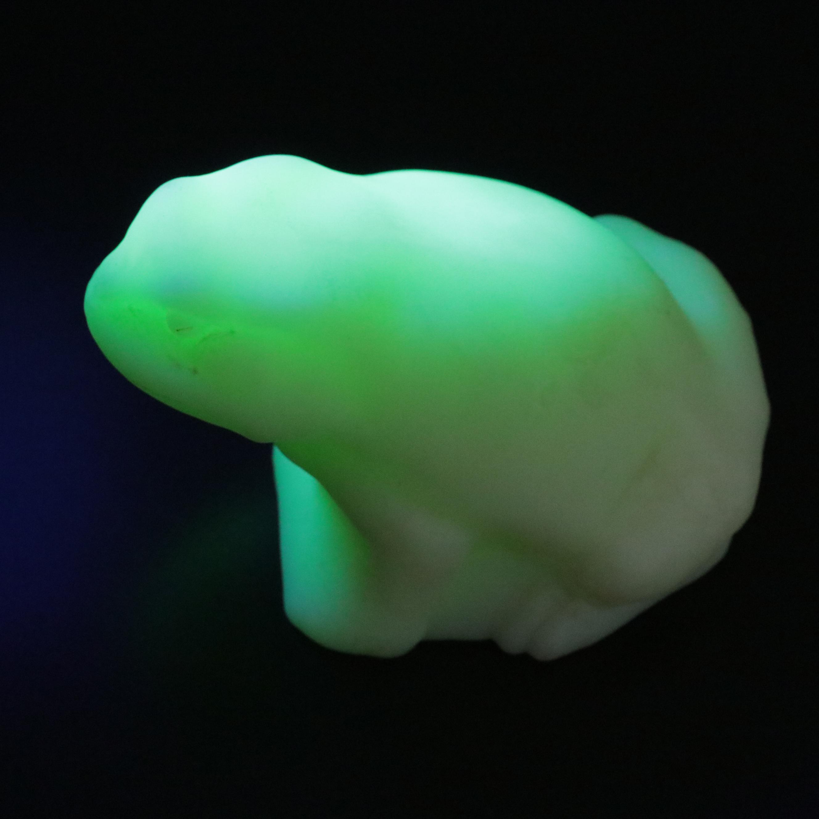 Fenton Custard Glass Frog with Other Green Opalescent Glass Frog Figurines