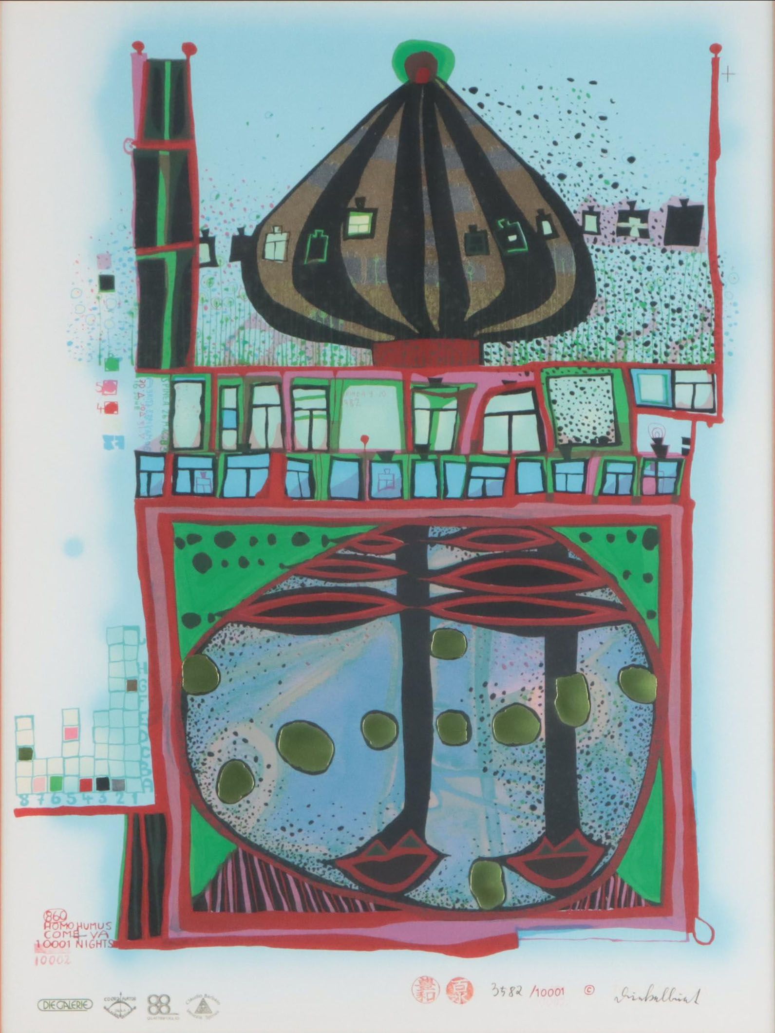 Friedensreich Hundertwasser Serigraph "Homo Humus Come Va 10002 Nights"